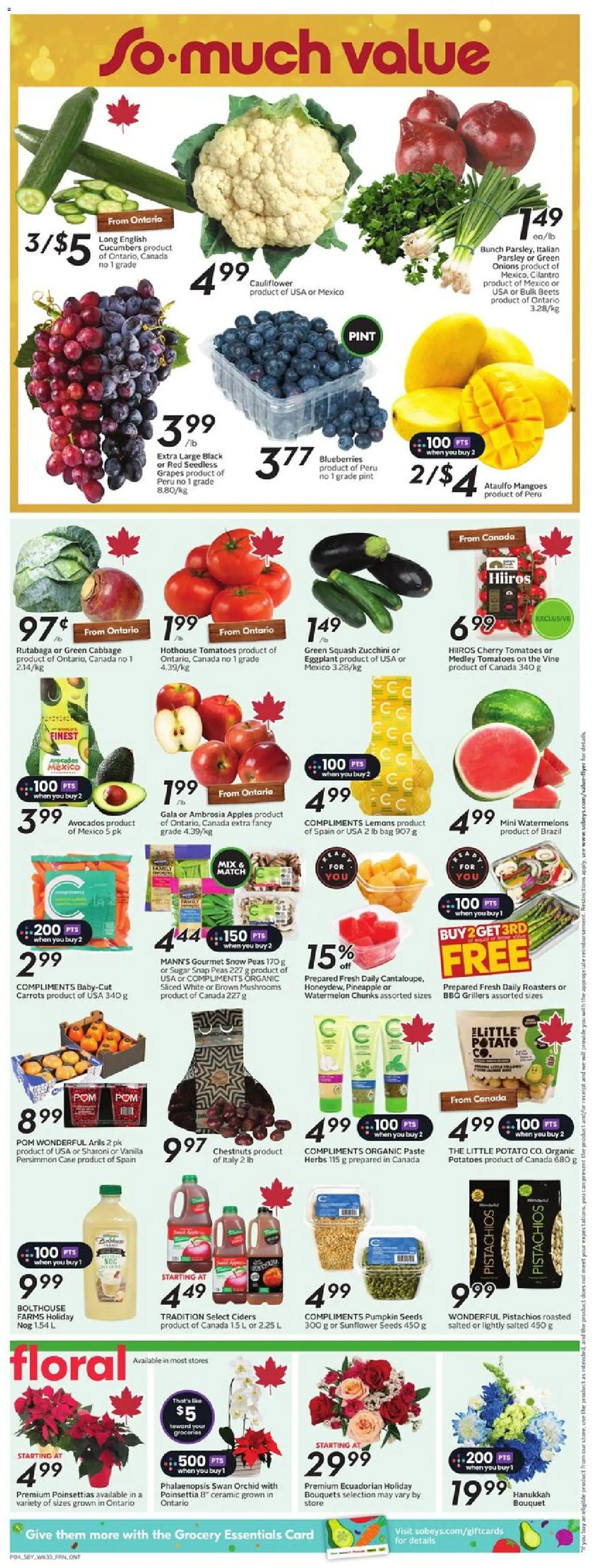 Sobeys flyer valid from 11.12.2025 | Page: 7 | Products: Pineapple, Cucumbers, Case, Pumpkin