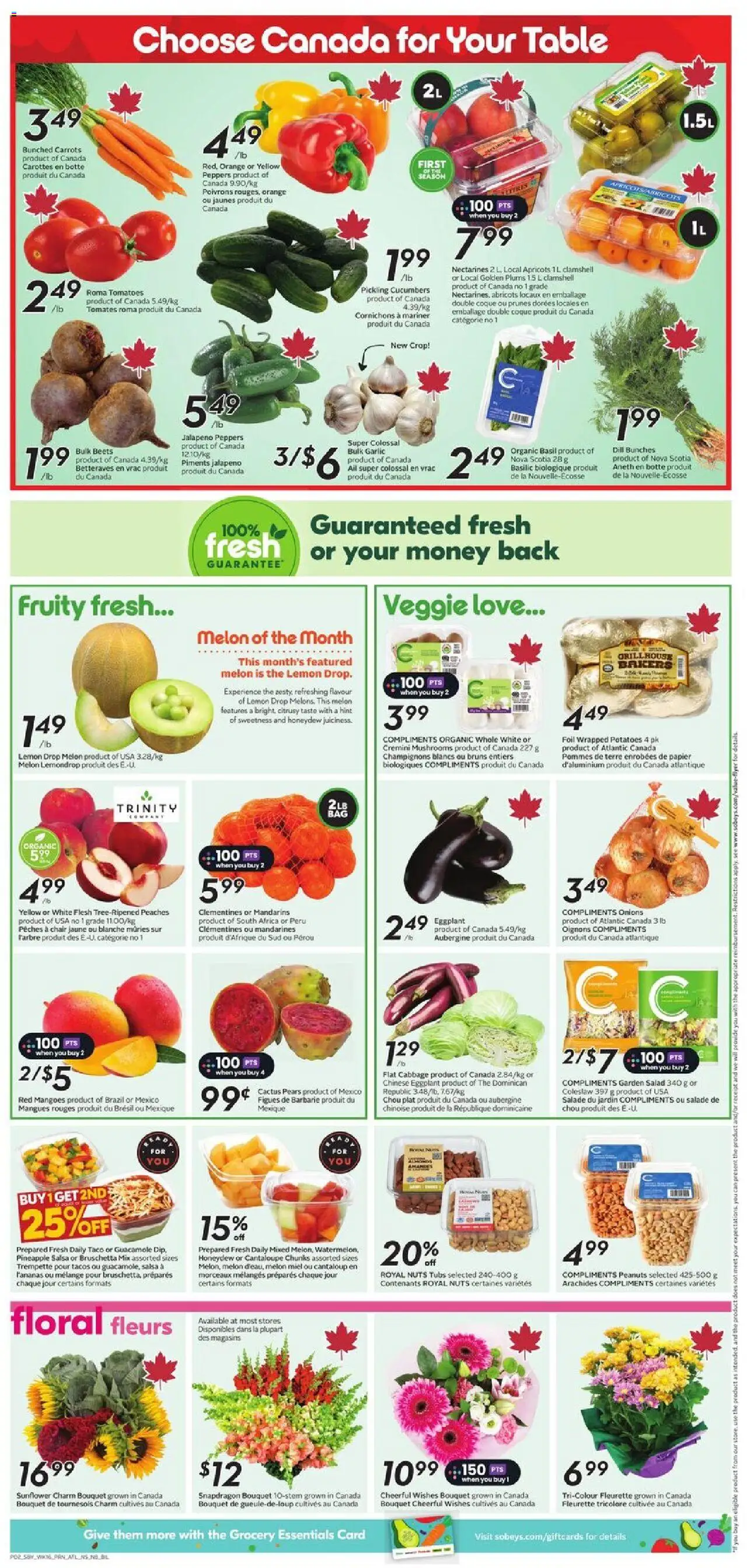 Sobeys flyer valid from 14.08.2025 | Page: 5 | Products: Pineapple, Cucumbers, Salad, Chair