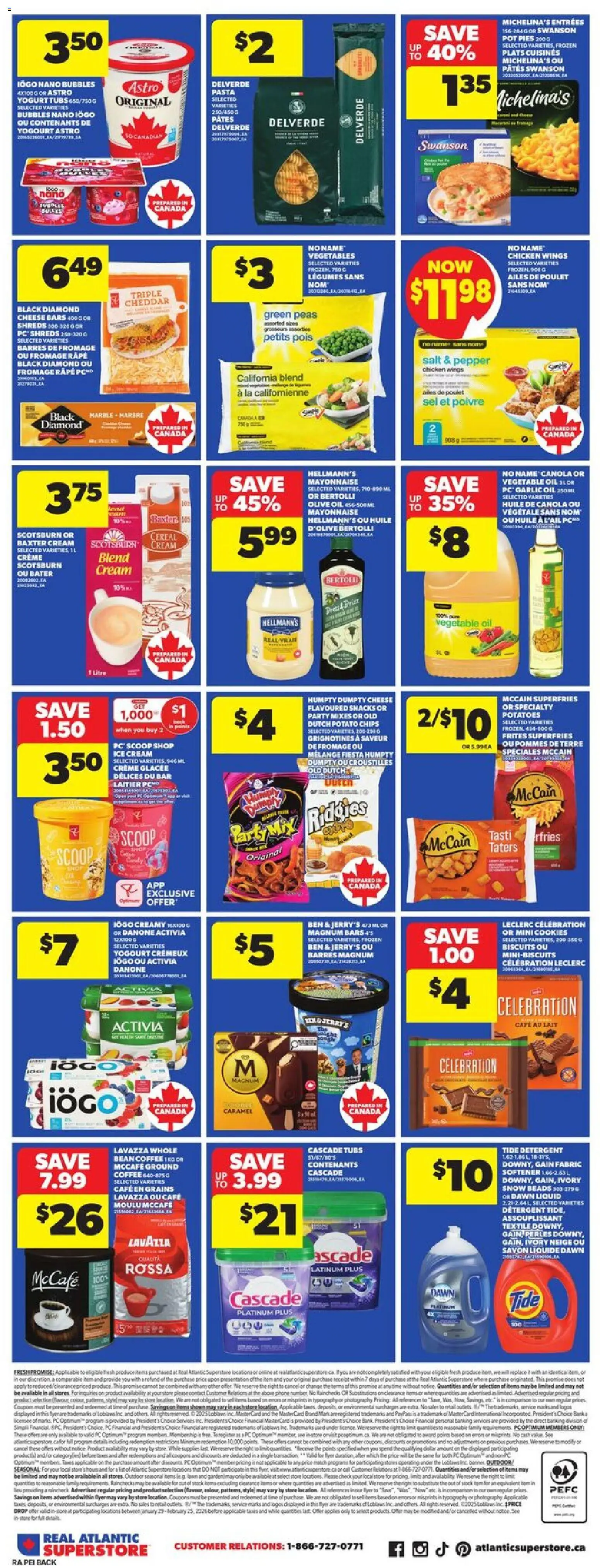Atlantic Superstore flyer valid from 19.02.2026 | Page: 4 | Products: Chicken wings, Potatoes, Detergent, Chicken