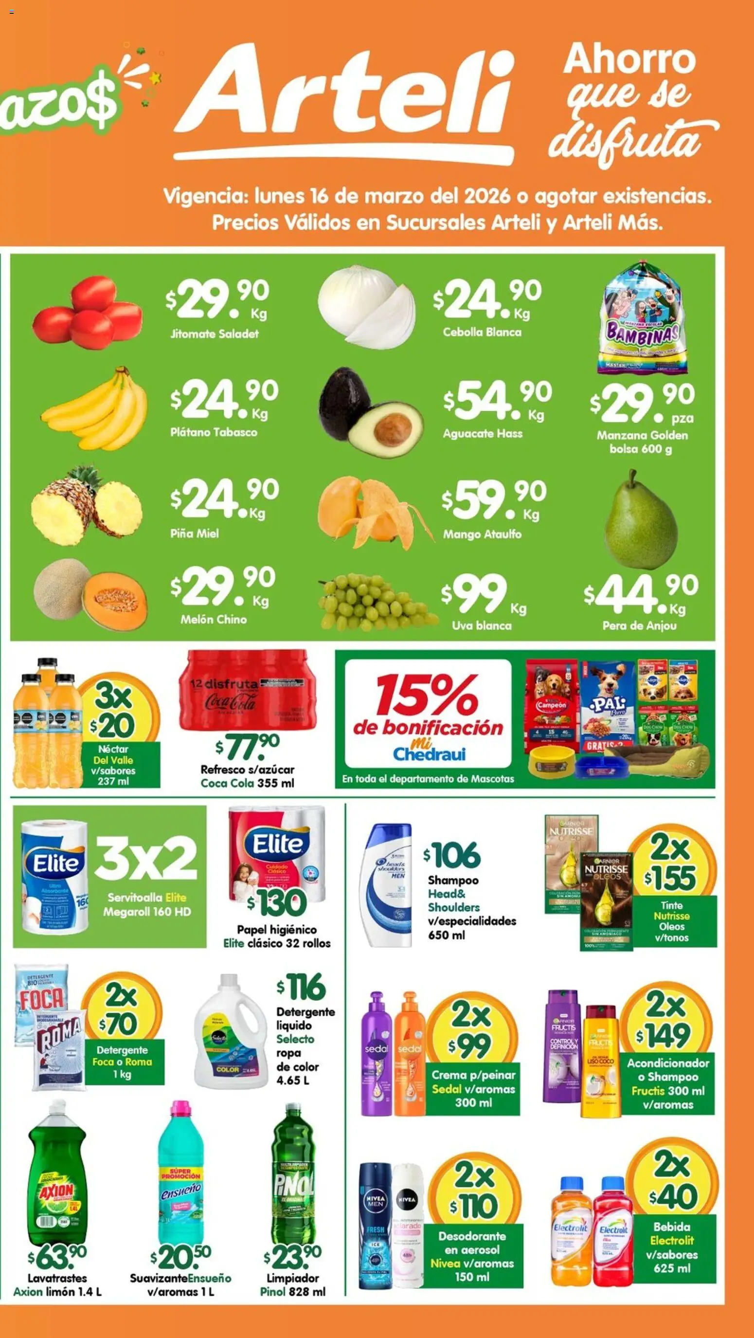 Nuevas ofertas de Arteli válidas en toda la República Mexicana desde el 16.03.2026. ¡Encuentra las mejores ofertas en Arteli folleto Tuxpan! | Página: 2 | Productos: Plátano, Limón, Piña, Acondicionador