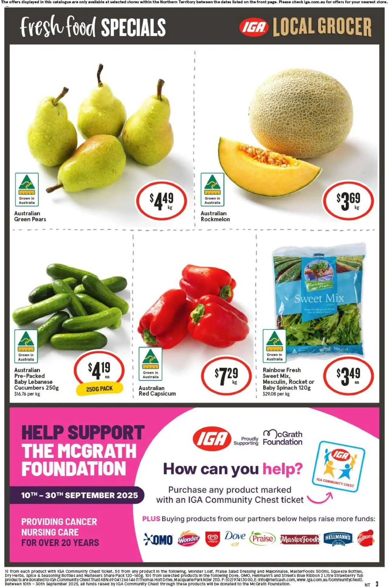 IGA catalogue - valid from 10.09.2025 | Page: 4 | Products: Cucumbers, Salad, Rocket, Spinach