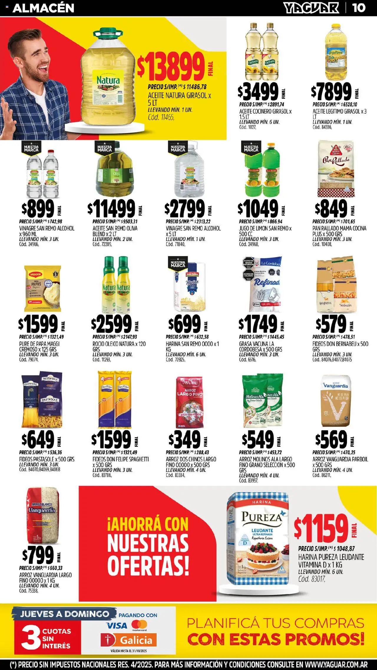 Yaguar - Mar del Plata │ válido desde el 13.10.2025 | Página: 9 | Productos: Aceite, Pan, Jugo, Fideos