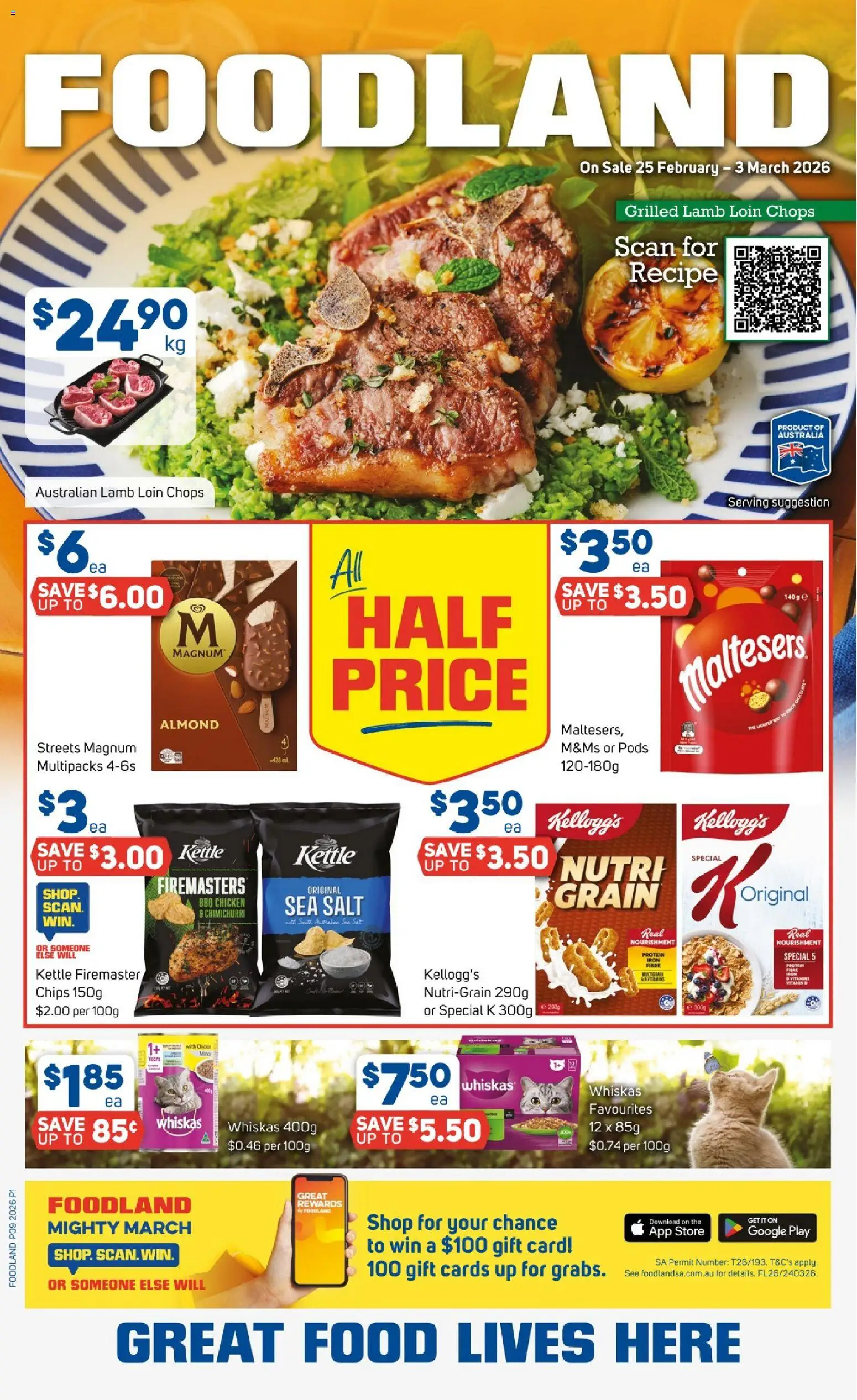 Foodland catalogue - valid from 25.02.2026 | Page: 1 | Products: Lamb, Chips, Salt, Iron
