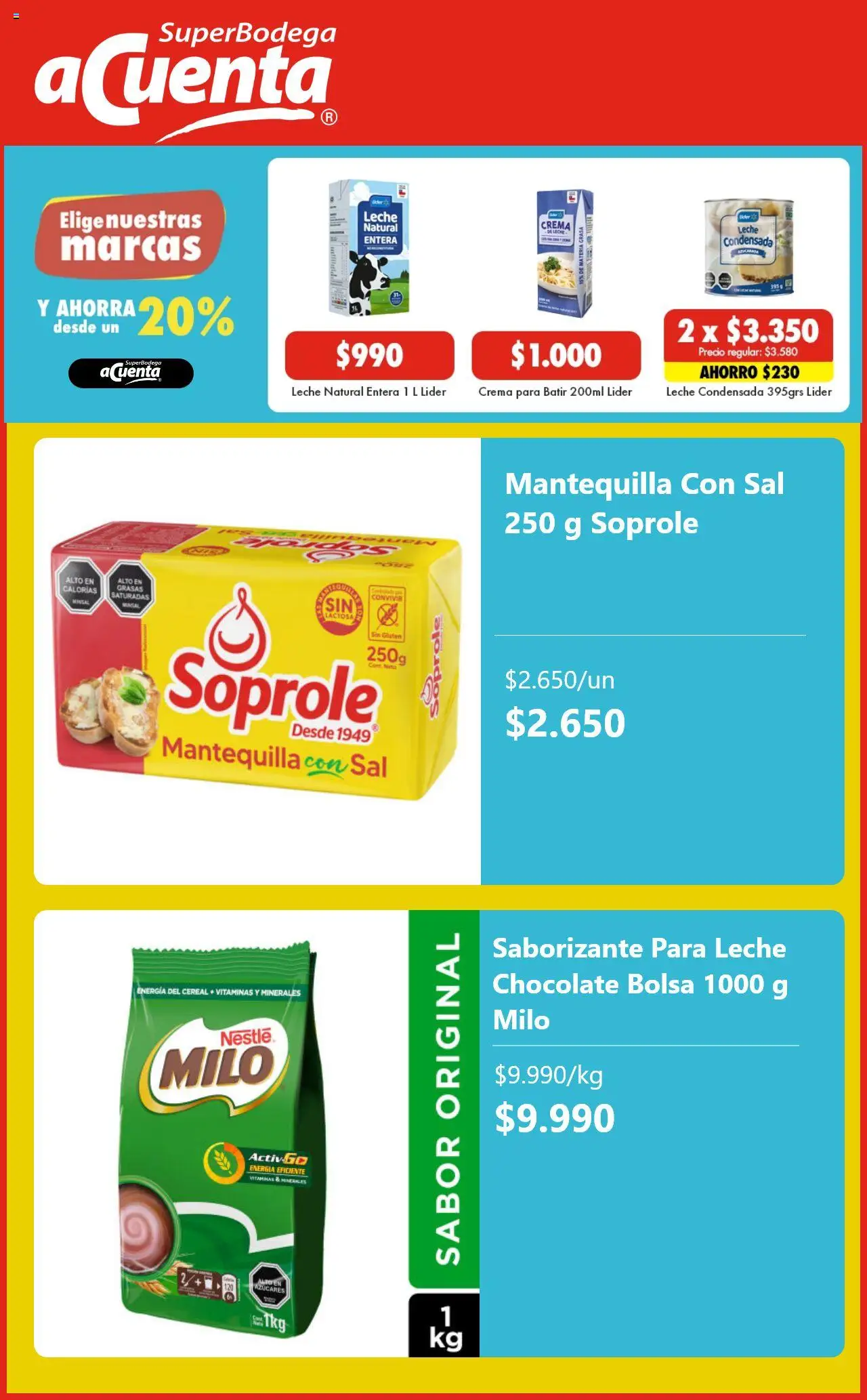 Super Bodega aCuenta ofertas  │ válido desde el 12.08.2025 | Página: 3 | Productos: Bolsa, Leche, Chocolate, Crema
