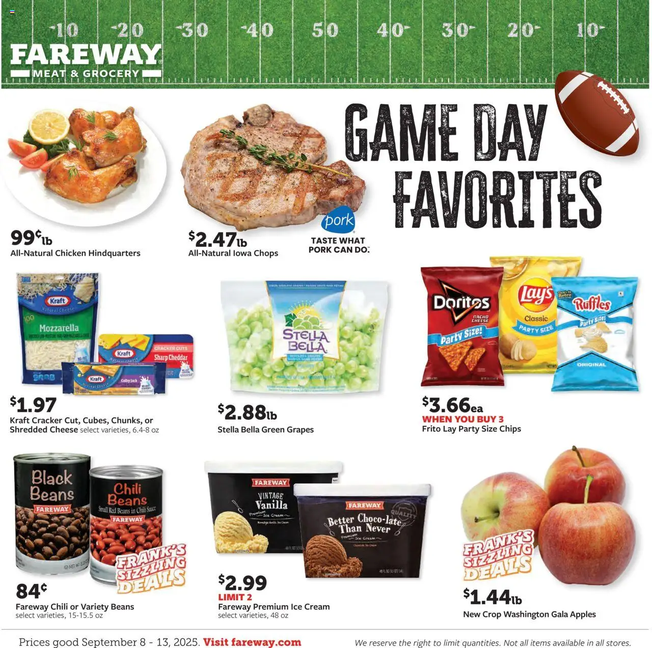 Fareway Weekly Ad - valid from 08.09.2025 | Page: 1 | Products: Chocolate, Chips, Cream, Ice cream