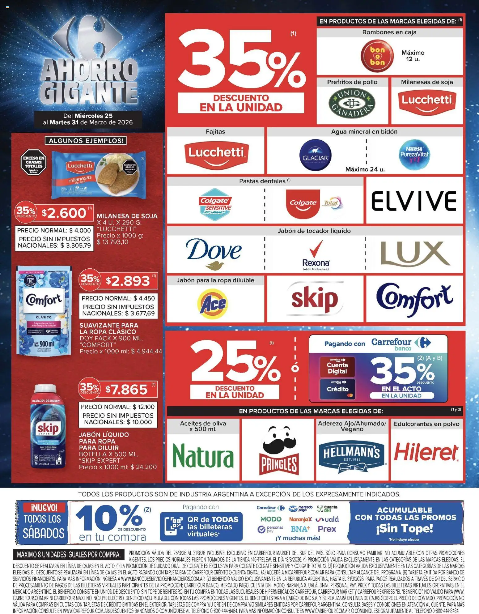 Carrefour Market catálogo │ válido desde el 25.03.2026 | Página: 10 | Productos: Caja, Milanesa, Jabón, Agua