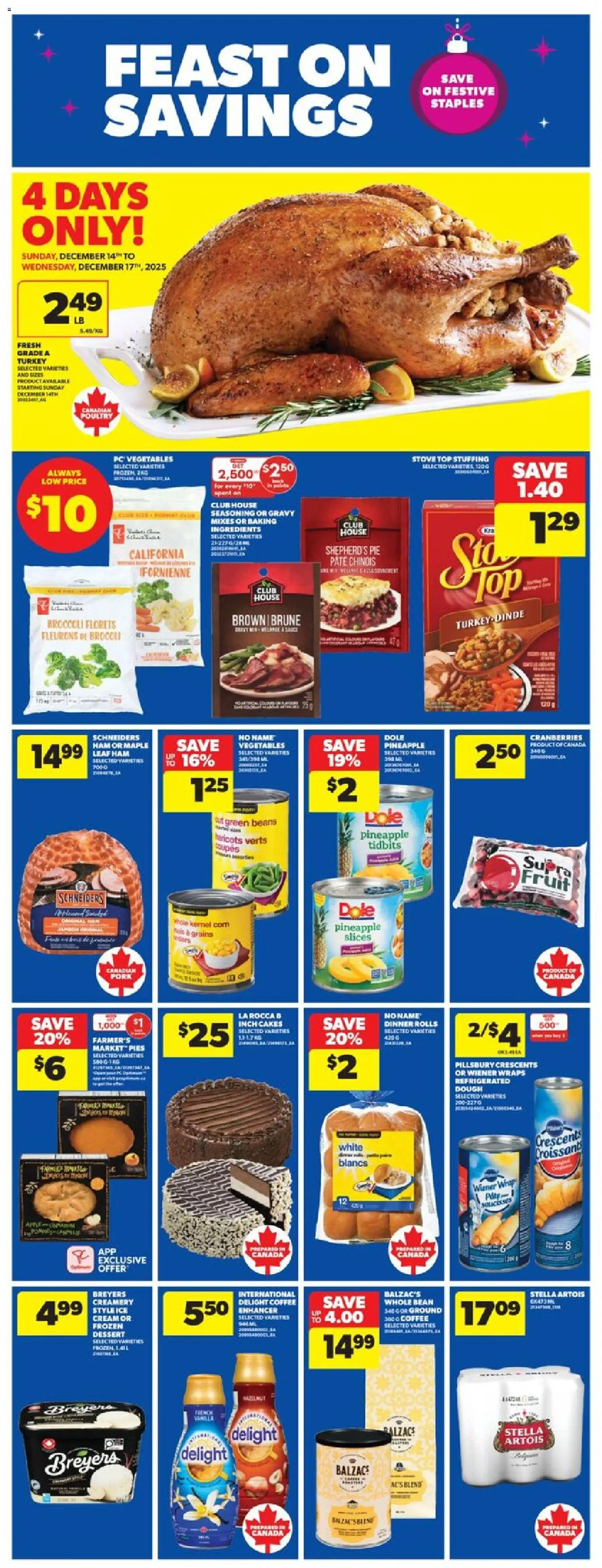 Real Canadian Superstore flyer valid from 11.12.2025 | Page: 9 | Products: Pineapple, PC, Stove, Ham