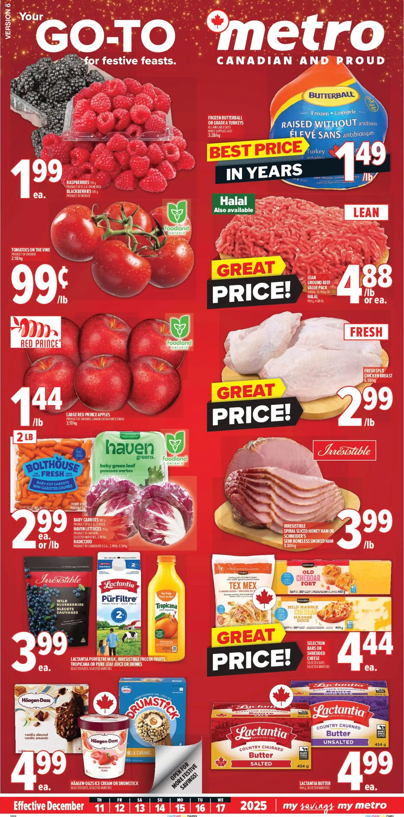 Metro flyer valid from 11.12.2025 | Page: 1 | Products: Cream, Turkey, Apples, Tomatoes