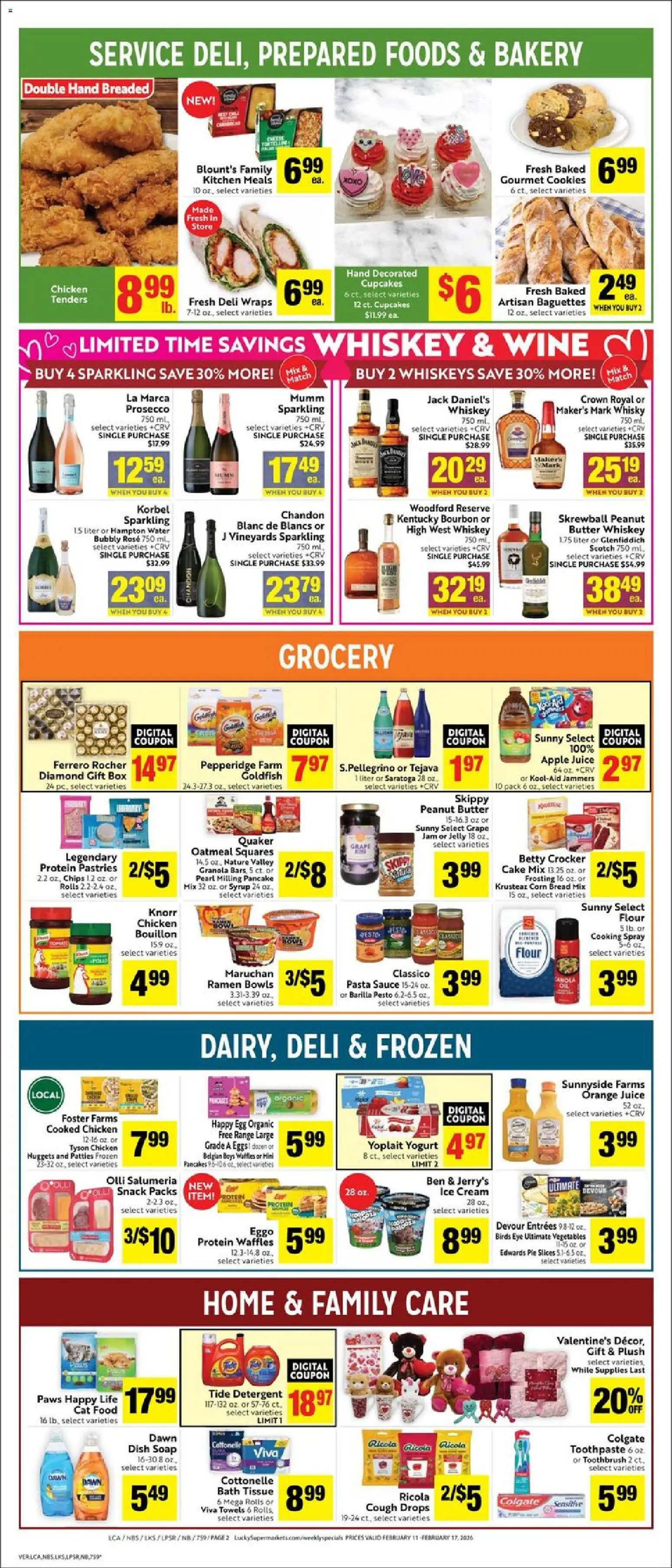 Lucky Supermarkets Weekly - AK - valid from 11.02.2026 | Page: 2 | Products: Detergent, Pasta, Chips, Cream