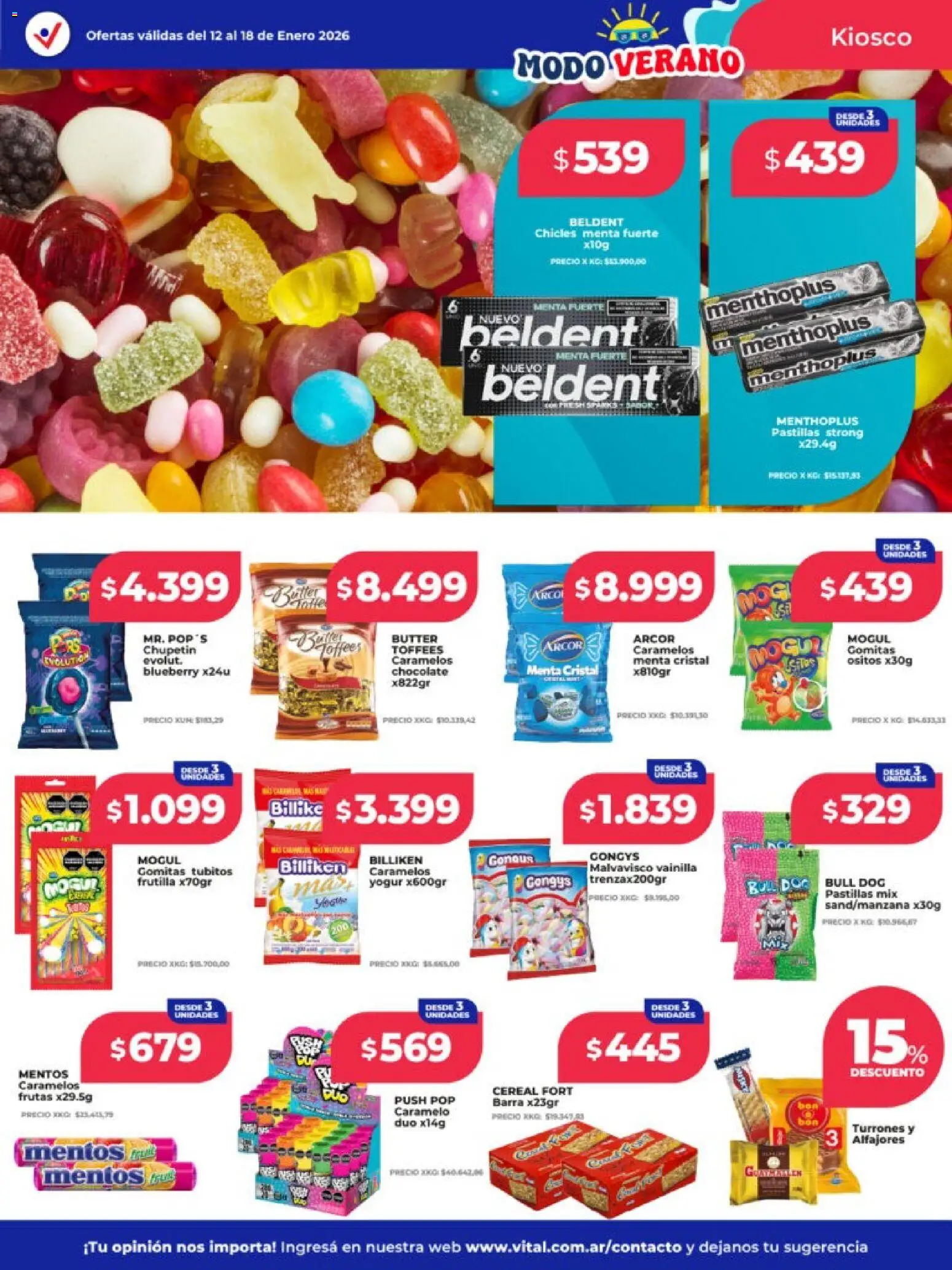 Vital - Ofertas - Salta │ válido desde el 12.01.2026 | Página: 18 | Productos: Gomitas, Chicles, Yogur, Chocolate
