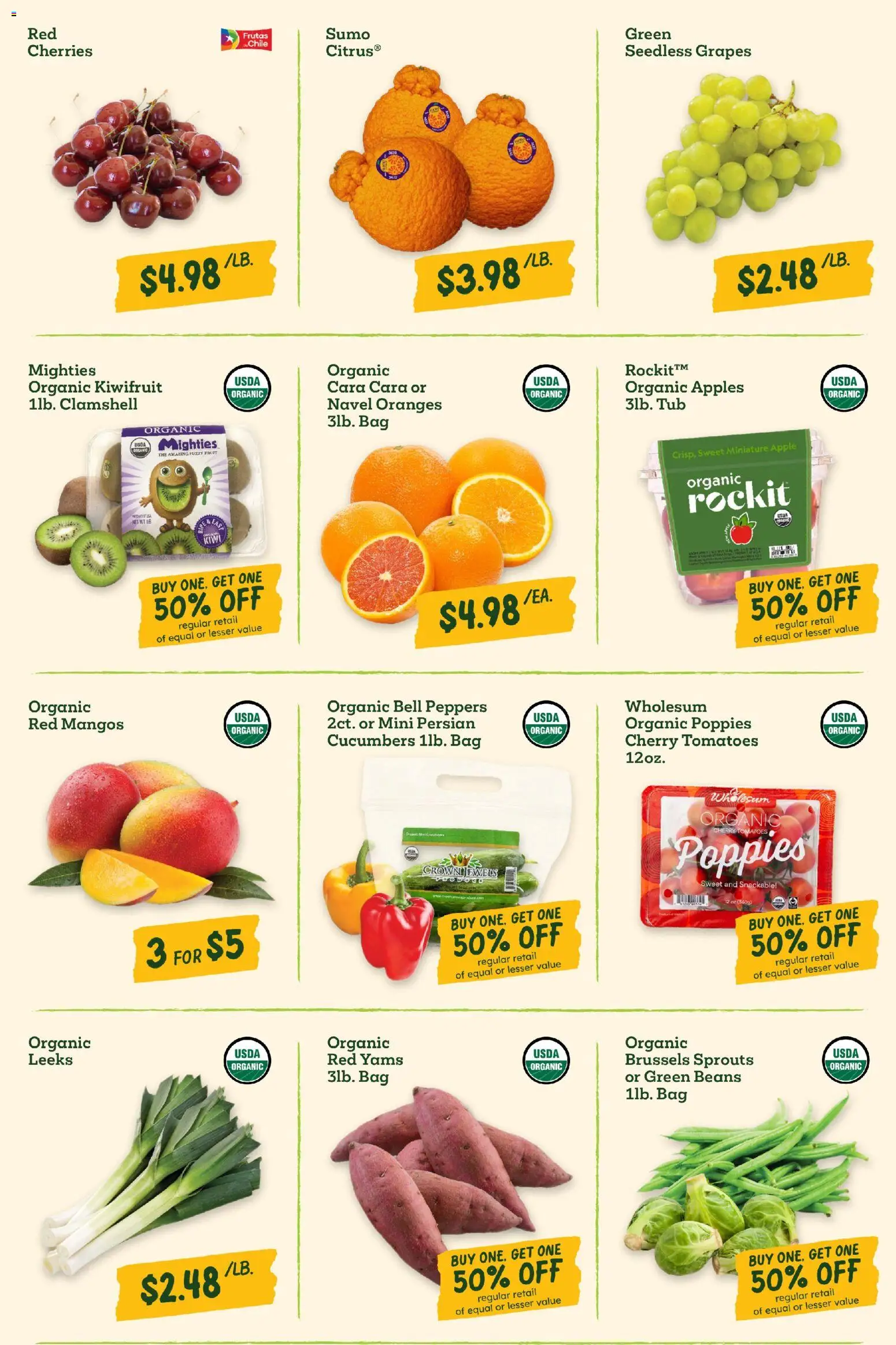 Sprouts Weekly Ad - valid from 14.01.2026 | Page: 8 | Products: Cherries, Peppers, Apples, Oranges