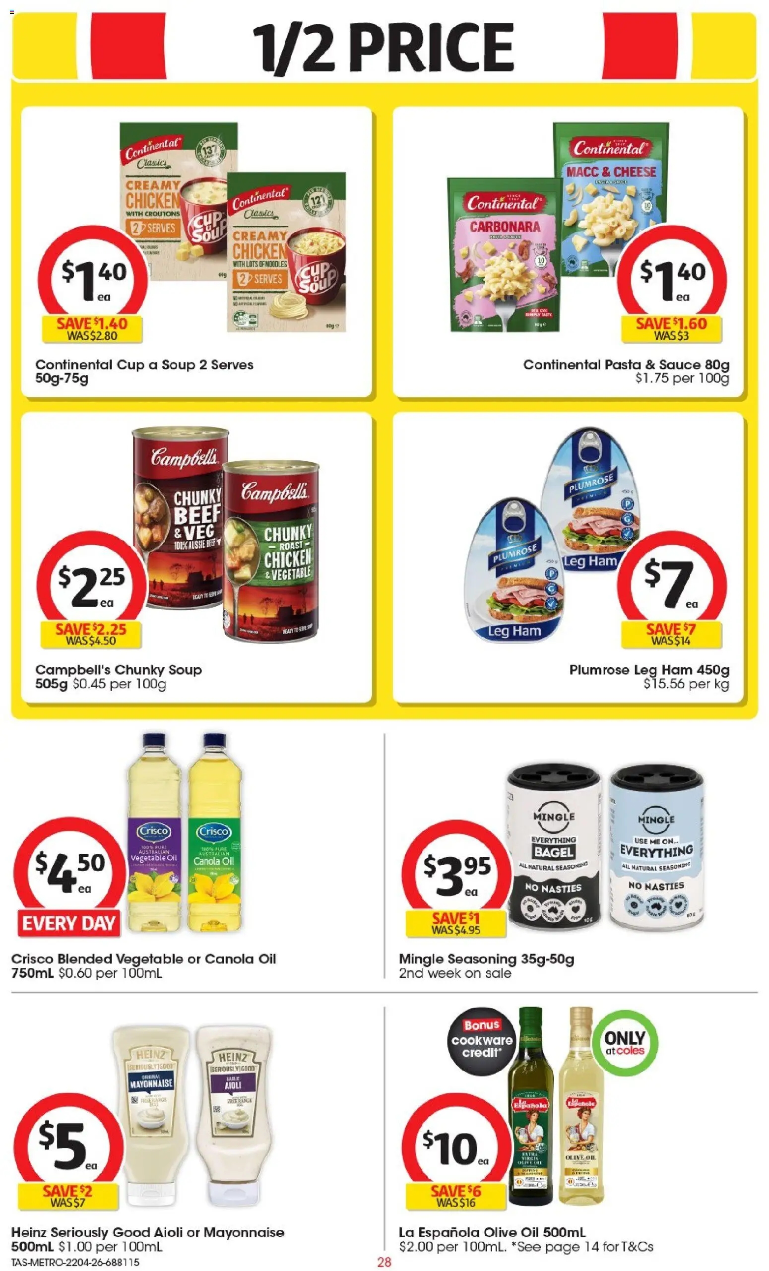 Coles catalogue - valid from 22.04.2026 | Page: 28 | Products: Oil, Beef, Mayonnaise, Sauce