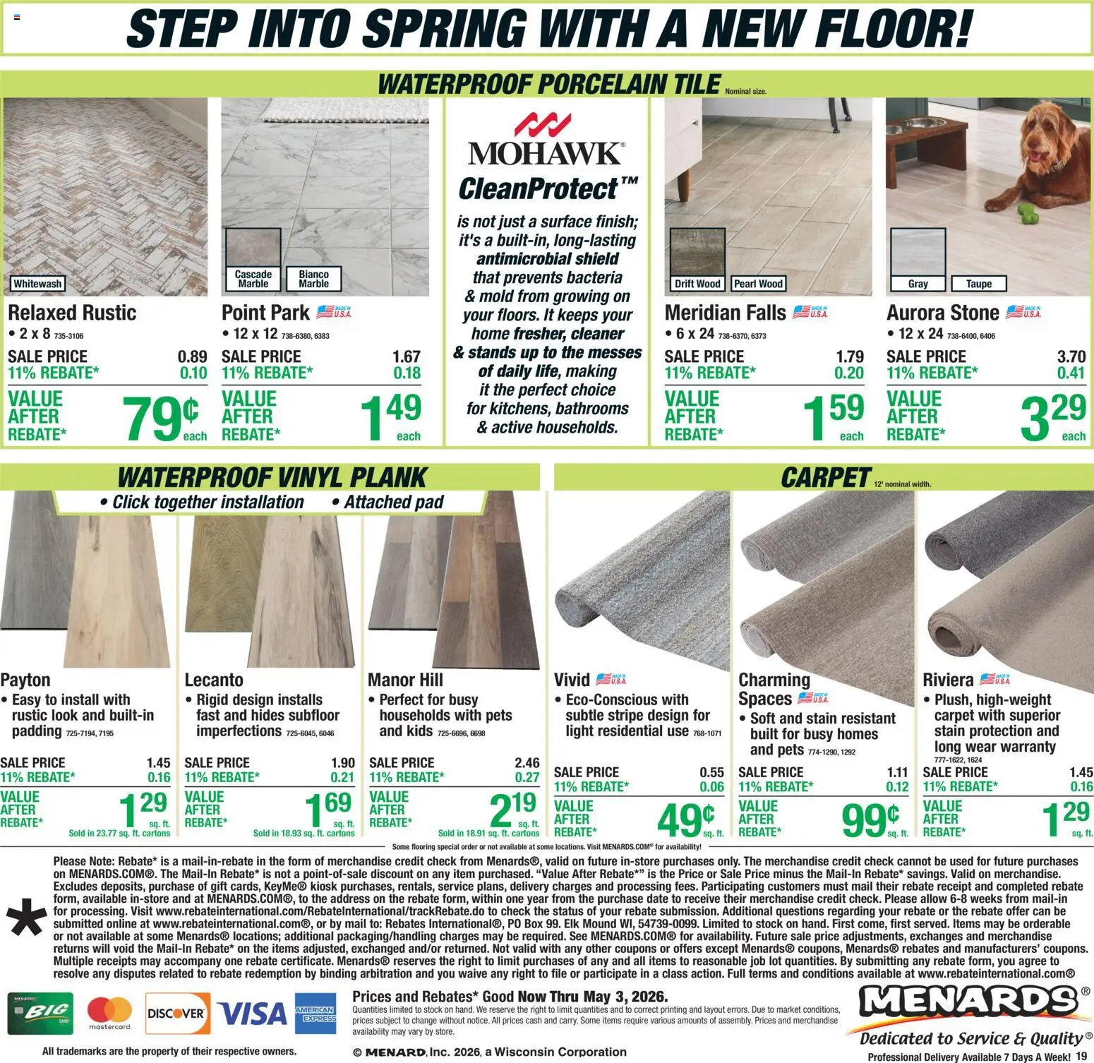 Menards Weekly Ad - valid from 22.04.2026 | Page: 22 | Products: Box, Carpet, Date