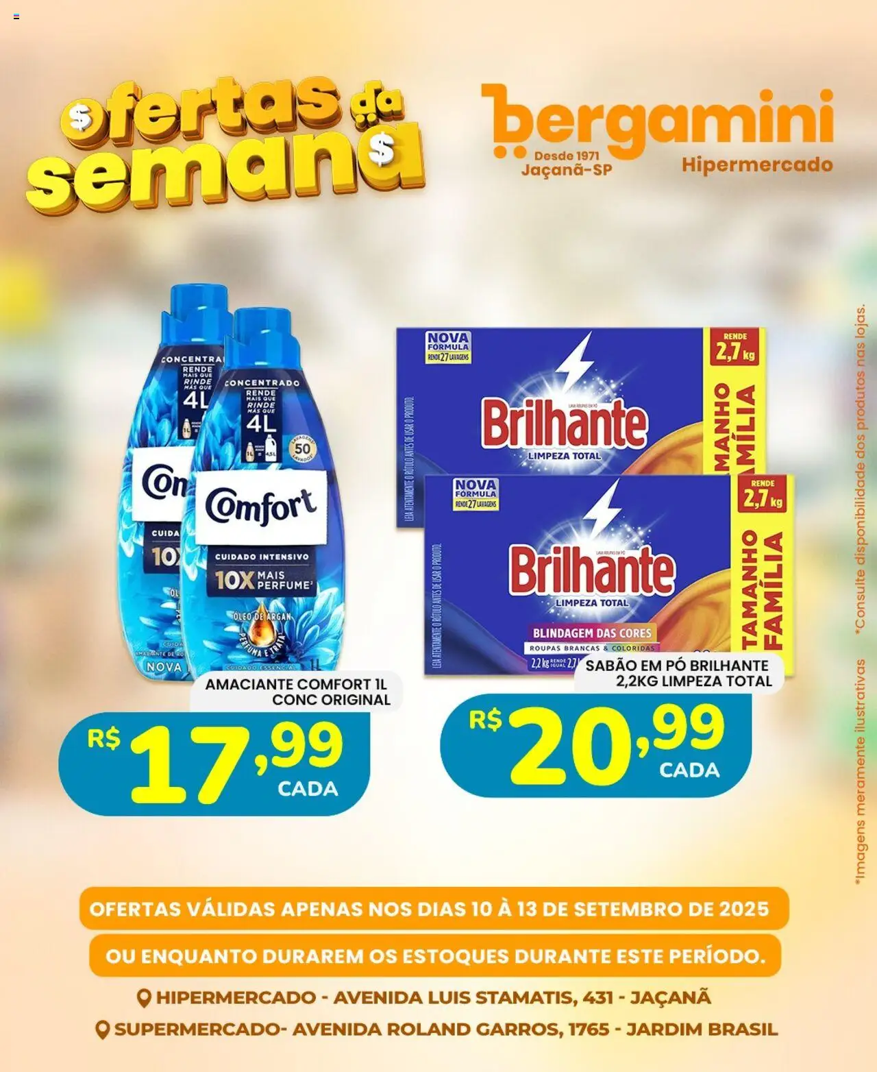 Supermercado Bergamini Folheto - válido de 10.09.2025 | Página: 7 | Produtos: Pó, Sabão, Roupas, Amaciante
