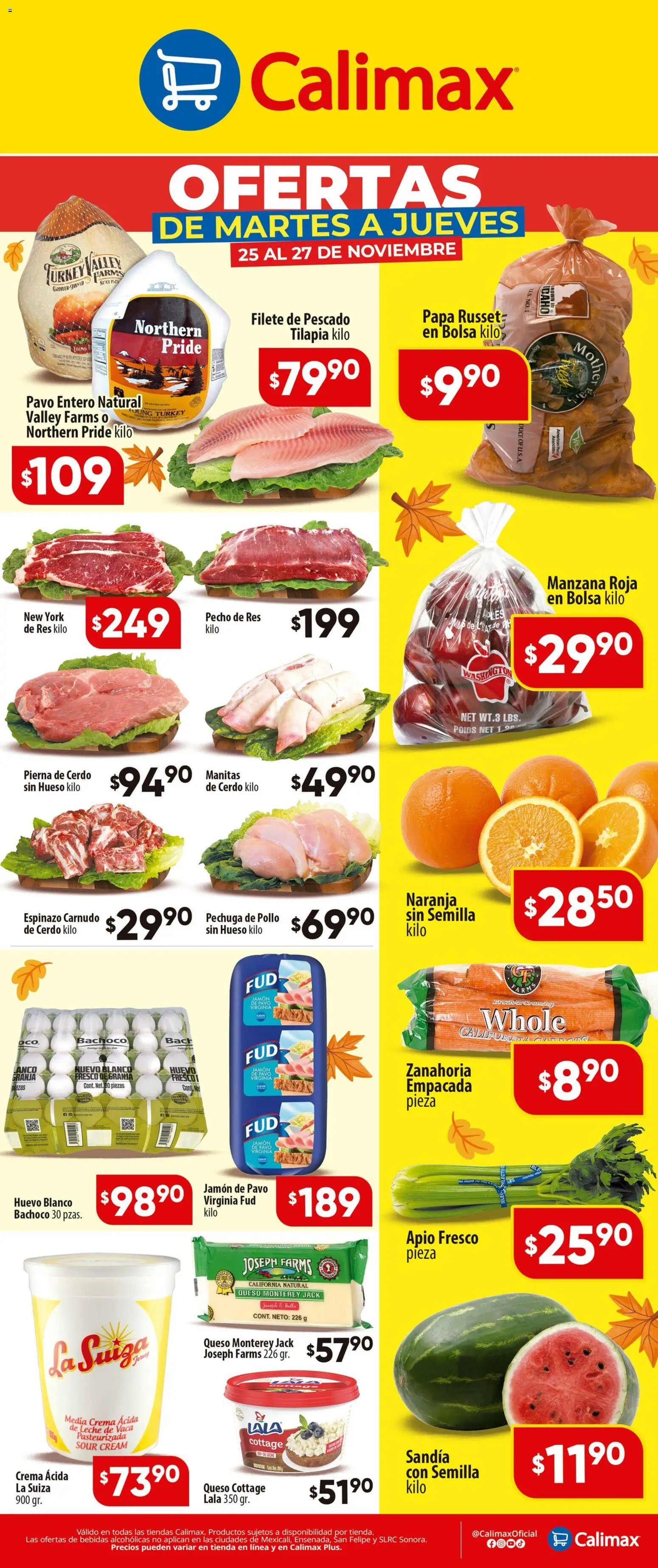 Nuevas ofertas de Calimax válidas en toda la República Mexicana desde el 25.11.2025. ¡Encuentra las mejores ofertas en Calimax folleto! | Página: 1 | Productos: Papa, Sandía, Crema, Apio