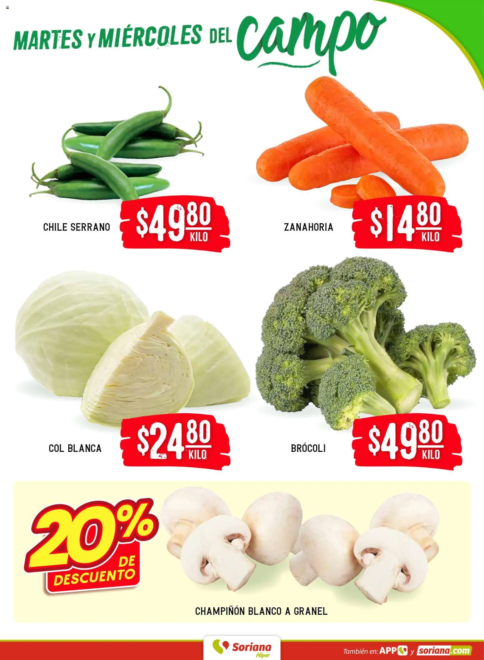 Nuevas ofertas de Soriana válidas en toda la República Mexicana desde el 06.01.2026. ¡Encuentra las mejores ofertas en Soriana - Martes y Miércoles del Campo Híper: Ags, Nay, Jal, Qro, Col, Mich, Gto, Hgo, Tlax, Mor, Pue, Gro, Oax, Edo. de Mex, Valle de M! | Página: 3 | Productos: Brocoli, Col, Zanahoria