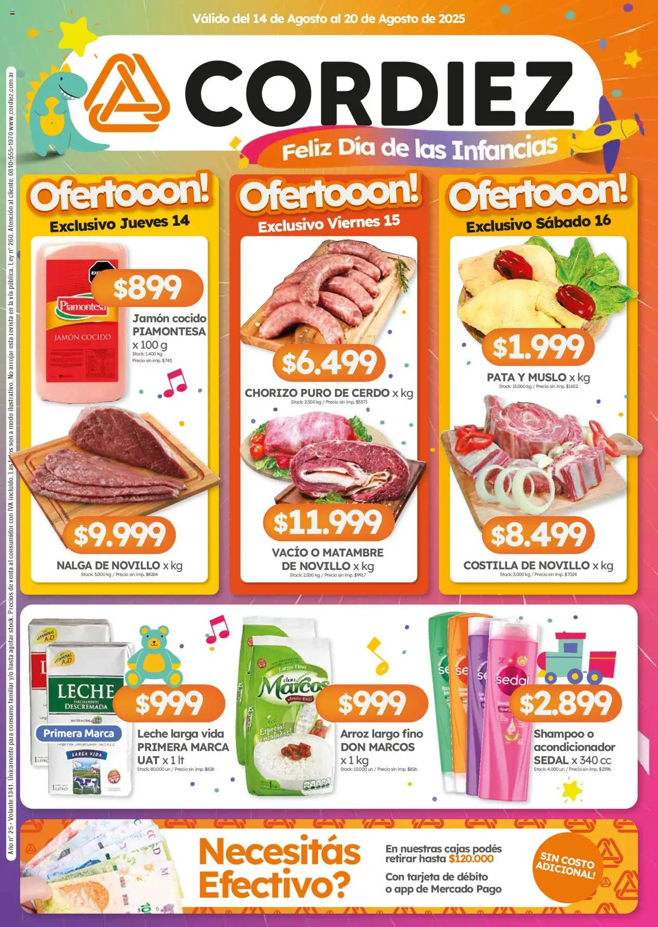 Cordiez ofertas │ válido desde el 14.08.2025 | Página: 1 | Productos: Leche, Jamón, Cerdo, Arroz