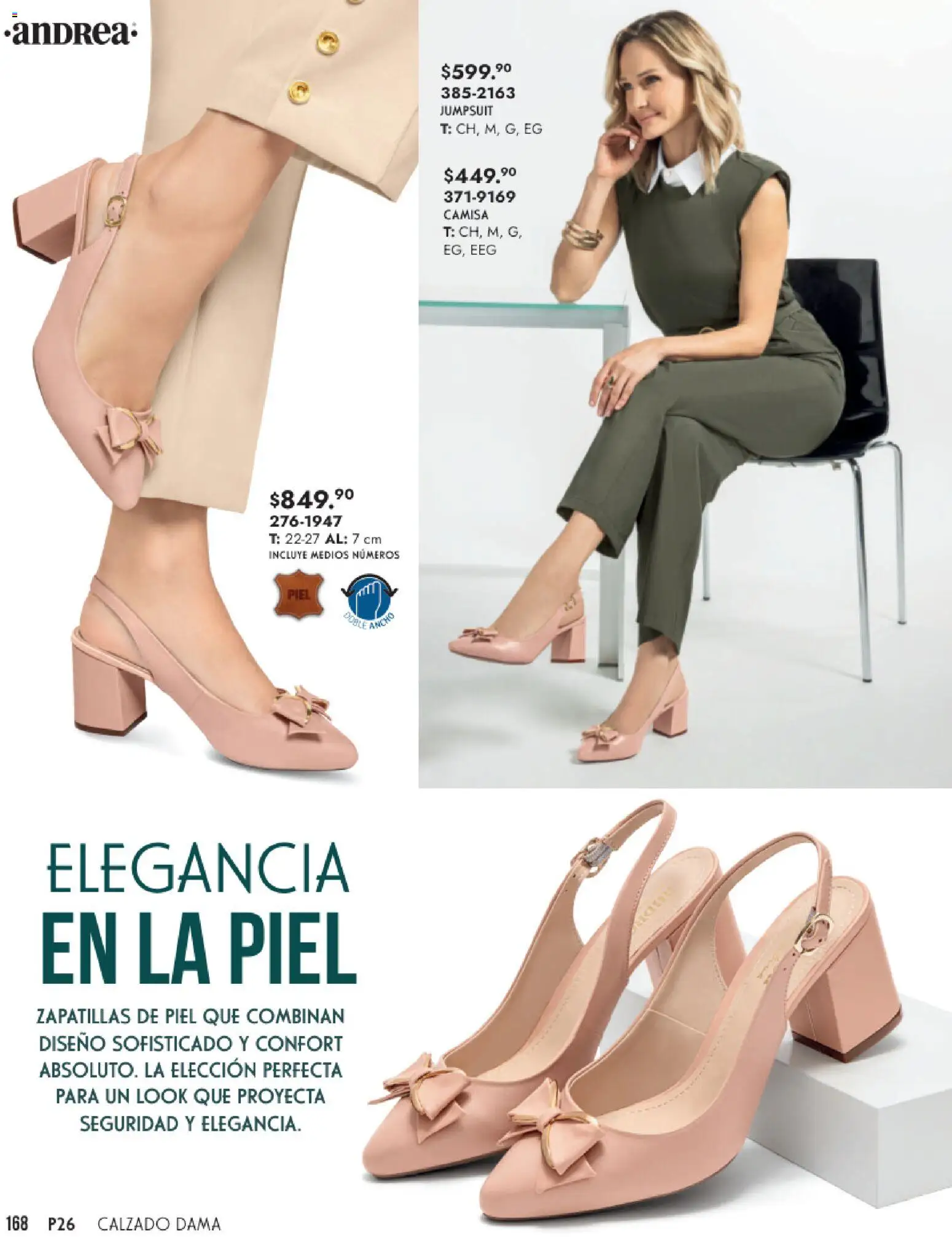 Nuevas ofertas de Andrea válidas en toda la República Mexicana desde el 25.01.2026. ¡Encuentra las mejores ofertas en Andrea catálogo Calzado Dama! | Página: 168 | Productos: Camisa, Zapatillas