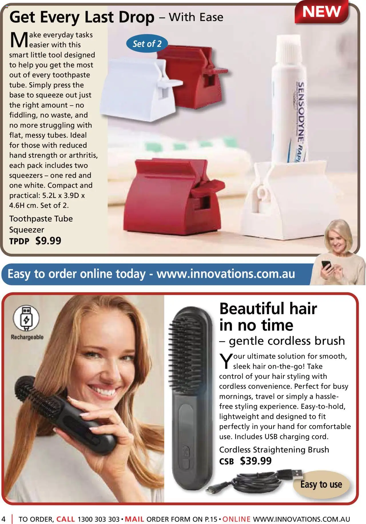 Innovations catalogue - valid from 27.08.2025 | Page: 4 | Products: Brush, Toothpaste, Usb, Press