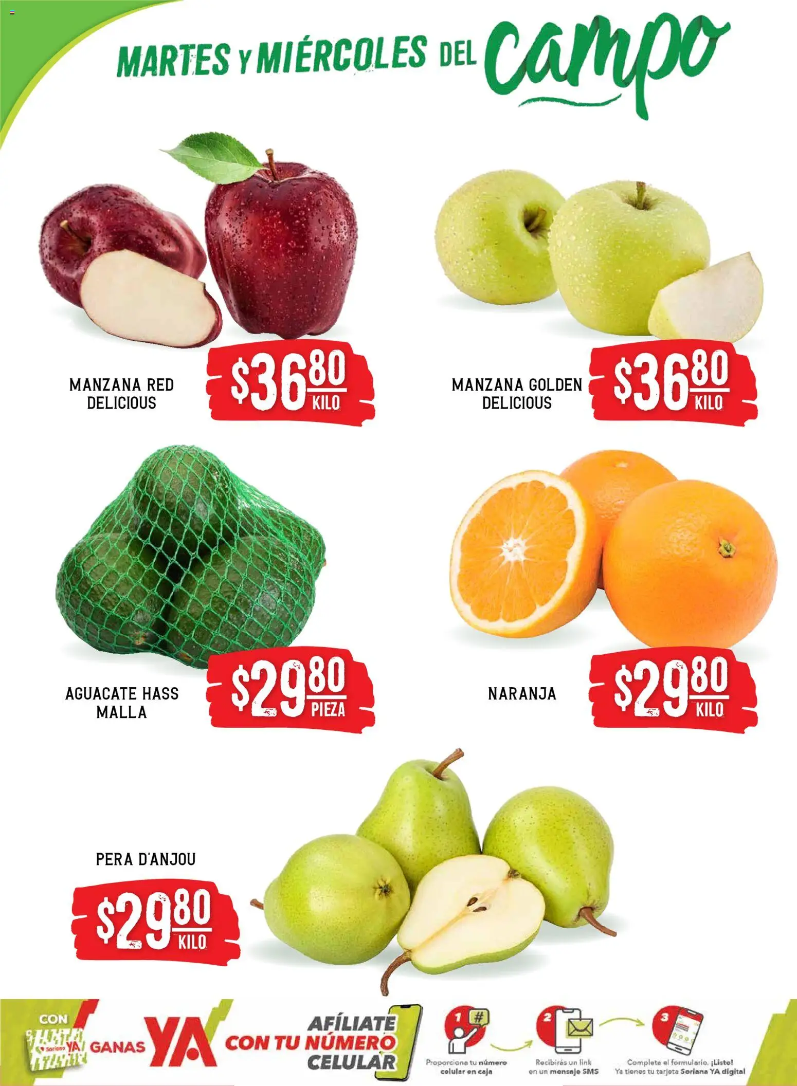 Nuevas ofertas de Soriana válidas en toda la República Mexicana desde el 11.11.2025. ¡Encuentra las mejores ofertas en Soriana - Martes y Miércoles del Campo Híper: Tamaulipas (excepto Cd. Victoria y Tampico)! | Página: 2 | Productos: Pera, Manzana, Aguacate, Caja