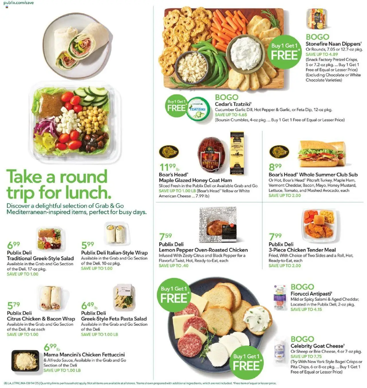 Publix Weekly Ad - valid from 13.08.2025 | Page: 8 | Products: Cheese, Pasta, Pepper, Lemon