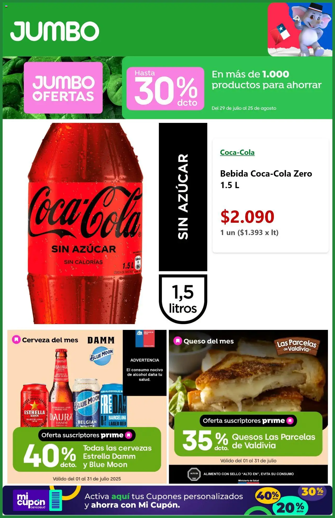 Jumbo ofertas  │ válido desde el 05.08.2025 | Página: 3 | Productos: Queso, Cerveza, Azucar