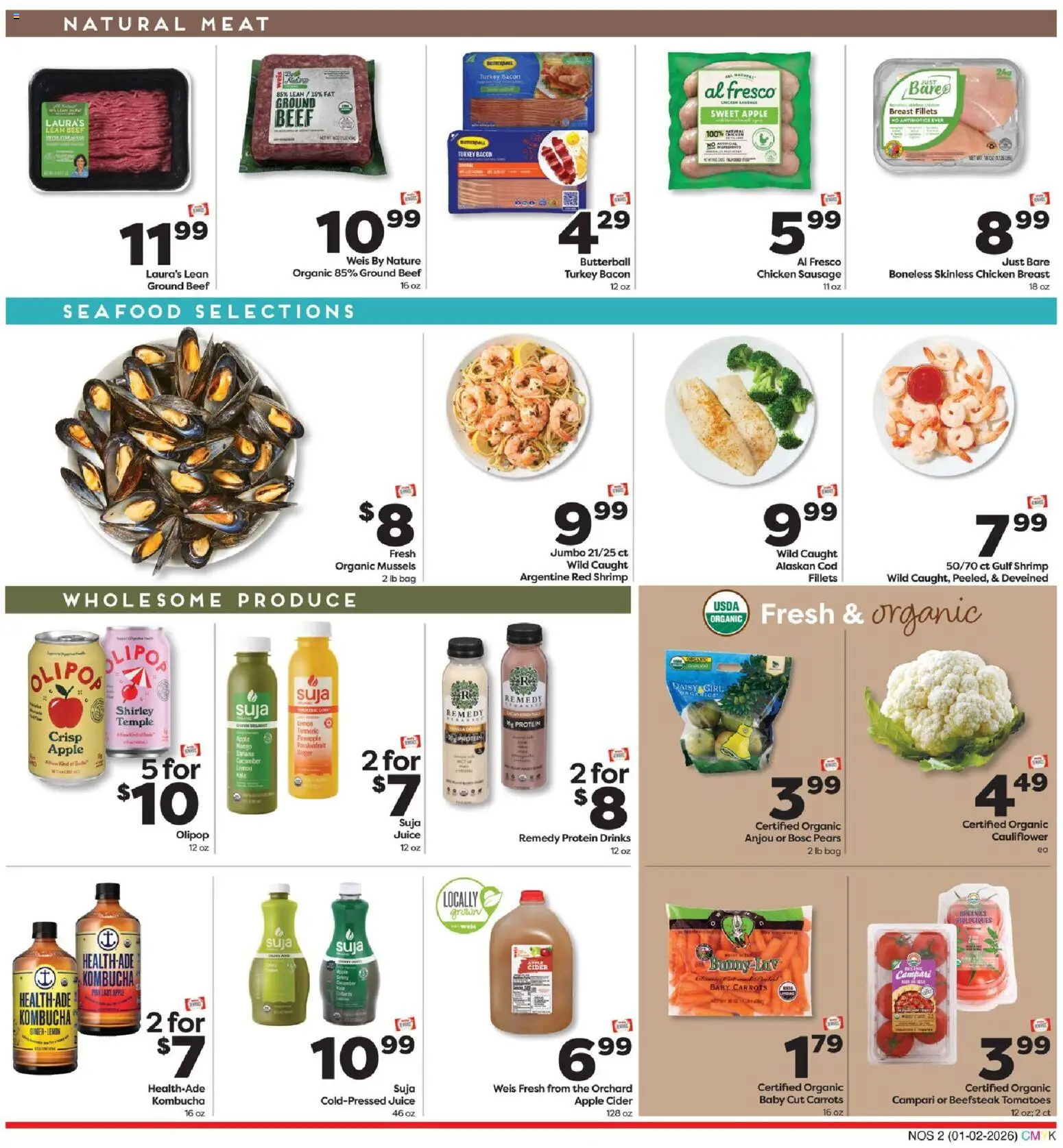 Weis Natural & Living - valid from 02.01.2026 | Page: 2 | Products: Cider, Juice, Seafood, Lemon