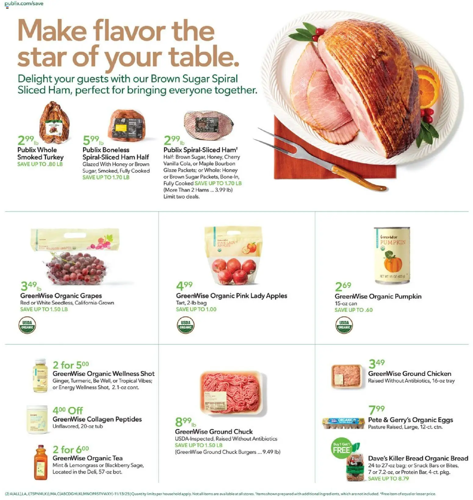 Publix Weekly Ad - valid from 12.11.2025 | Page: 2 | Products: Bread, Apples, Tea, Bourbon