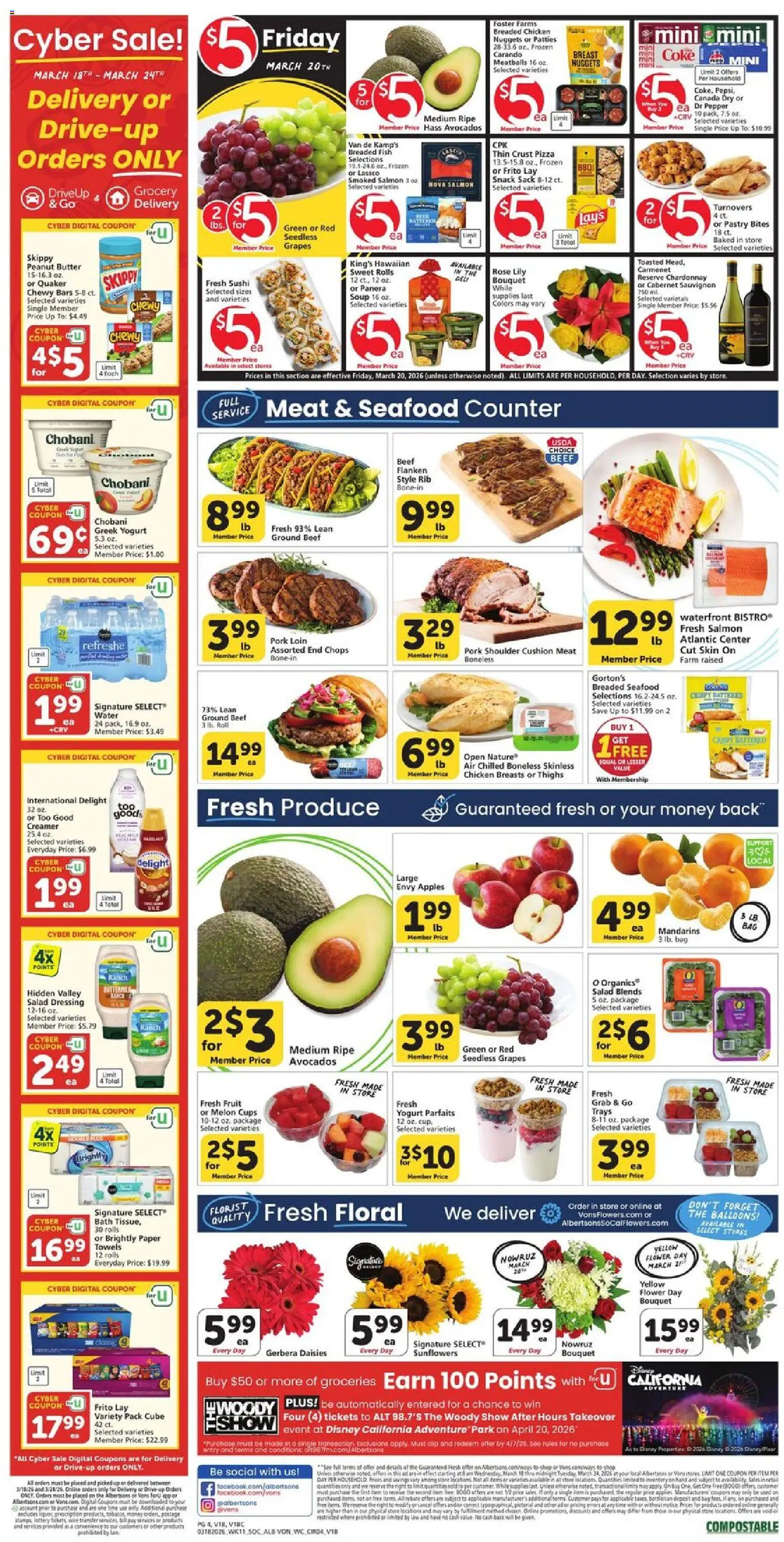 Vons Weekly Ad - valid from 18.03.2026 | Page: 3 | Products: Clip, Beef, Water, Seafood