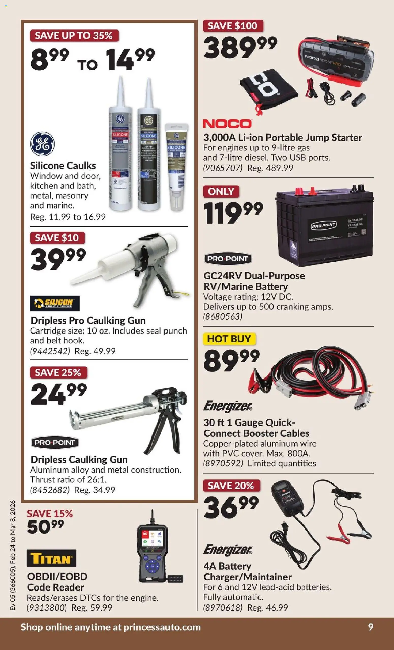 Princess Auto flyer valid from 24.02.2026 | Page: 13 | Products: Belt, Battery