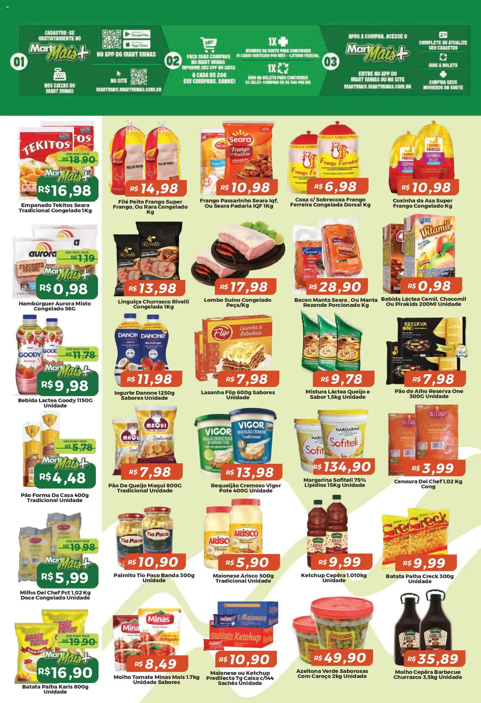 Mart Minas Folheto - válido de 19.03.2026 | Página: 2 | Produtos: Batata, Frango, Requeijão, Pão de queijo