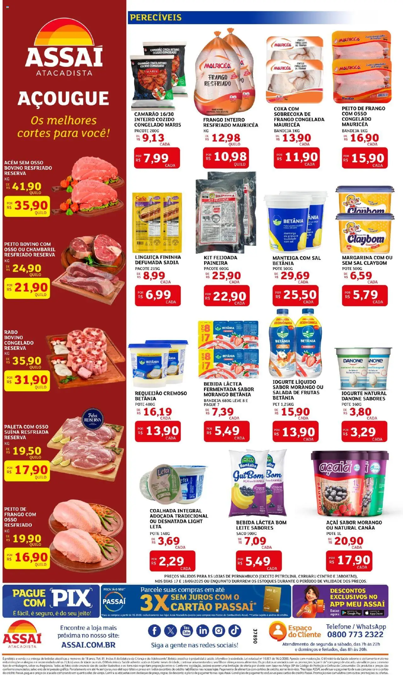 Assaí Atacadista Folheto - válido de 17.09.2025 | Página: 2 | Produtos: Linguiça, Telefone, Sal, Peito de frango