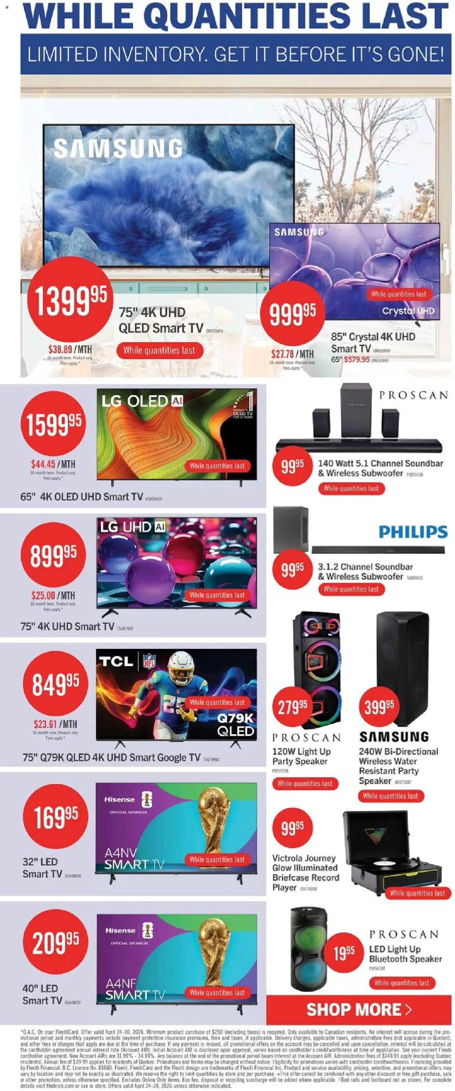 The Brick flyer valid from 24.04.2026 | Page: 3 | Products: Tv, Player, Speaker, Bed