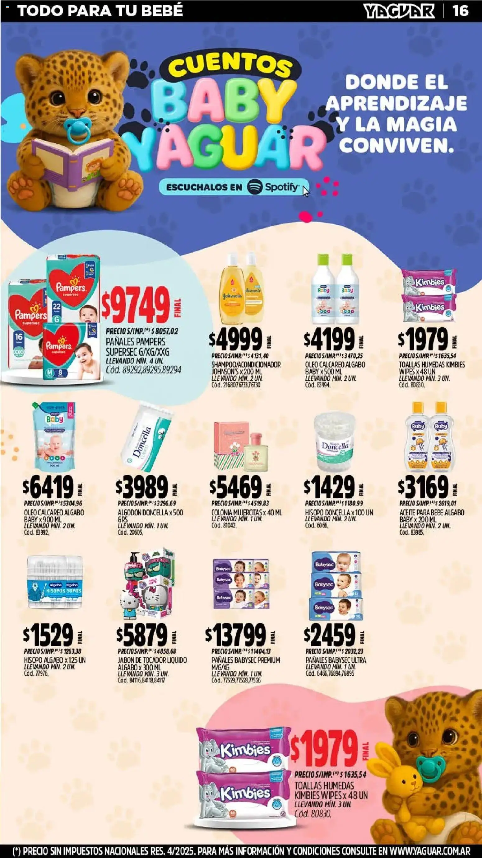 Yaguar - Oferta Semanal Mar del Plata │ válido desde el 23.02.2026 | Página: 15 | Productos: Toallas, Aceite, Jabón, Pañales