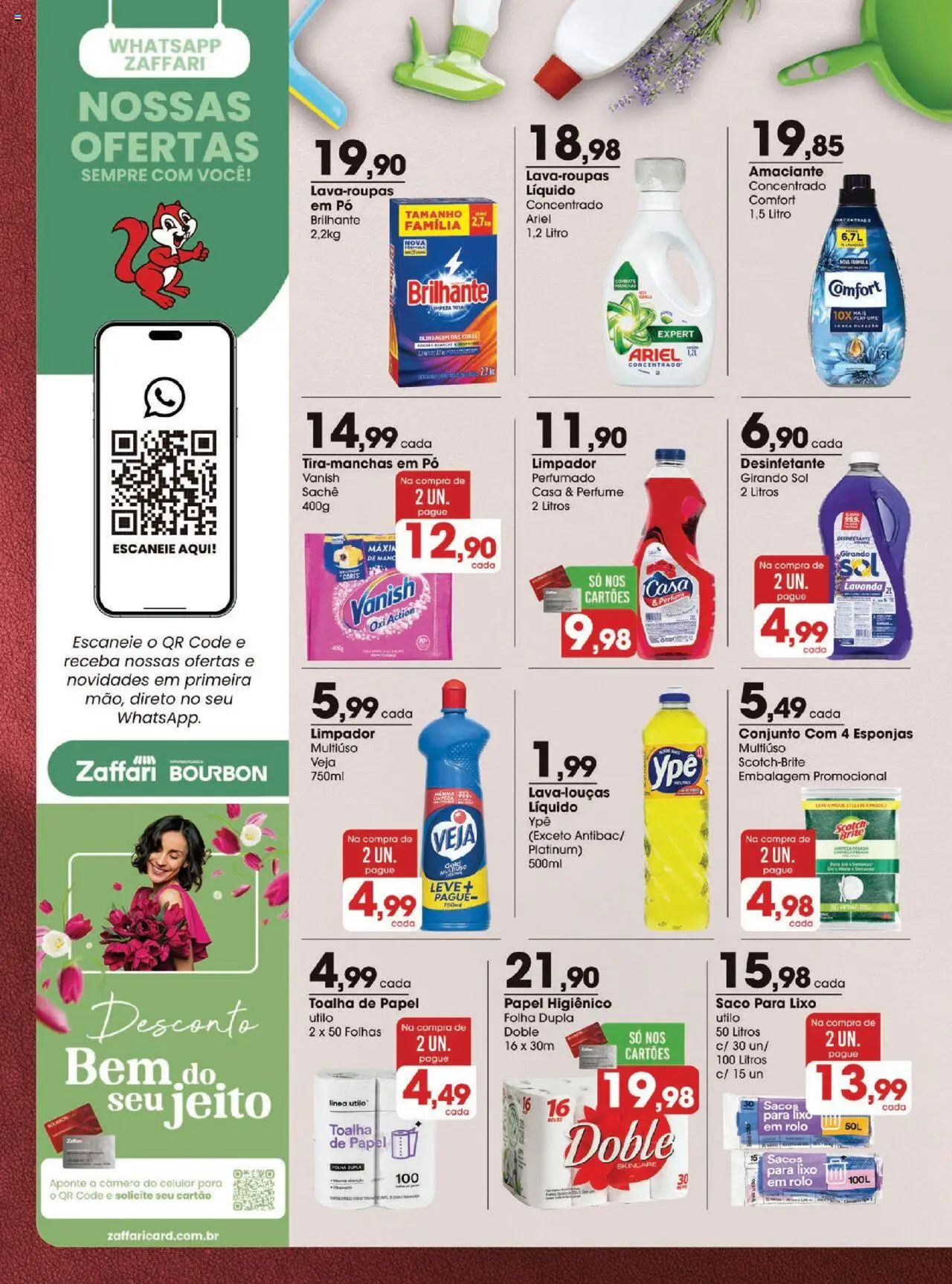 Zaffari Folheto - válido de 07.10.2025 | Página: 12 | Produtos: Ariel, Limpador multiuso, Bourbon, Papel higiênico