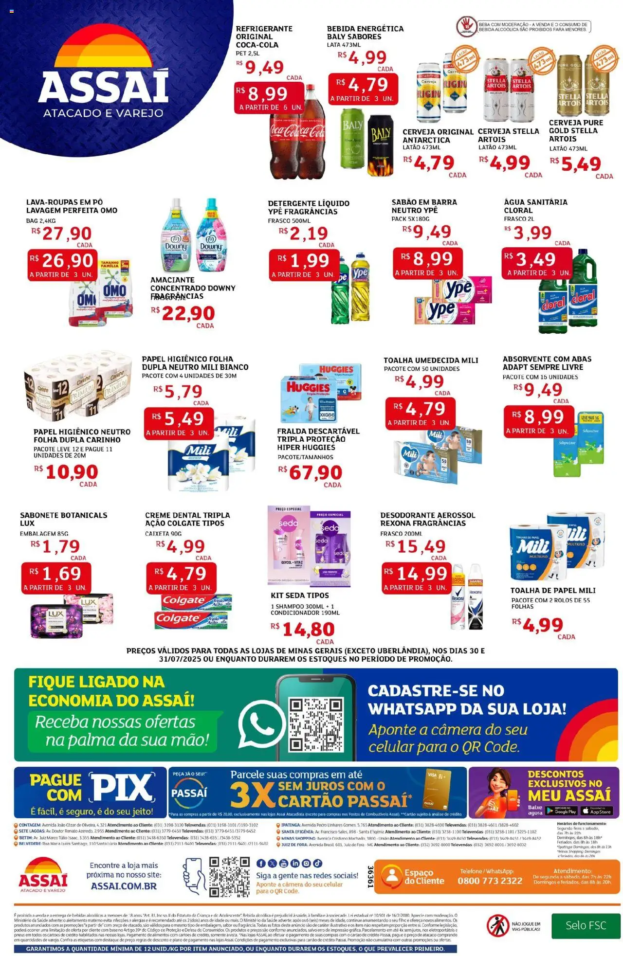 Assaí Atacadista Folheto - válido de 30.07.2025 | Página: 2 | Produtos: Detergente, Creme, Sabonete, Absorvente