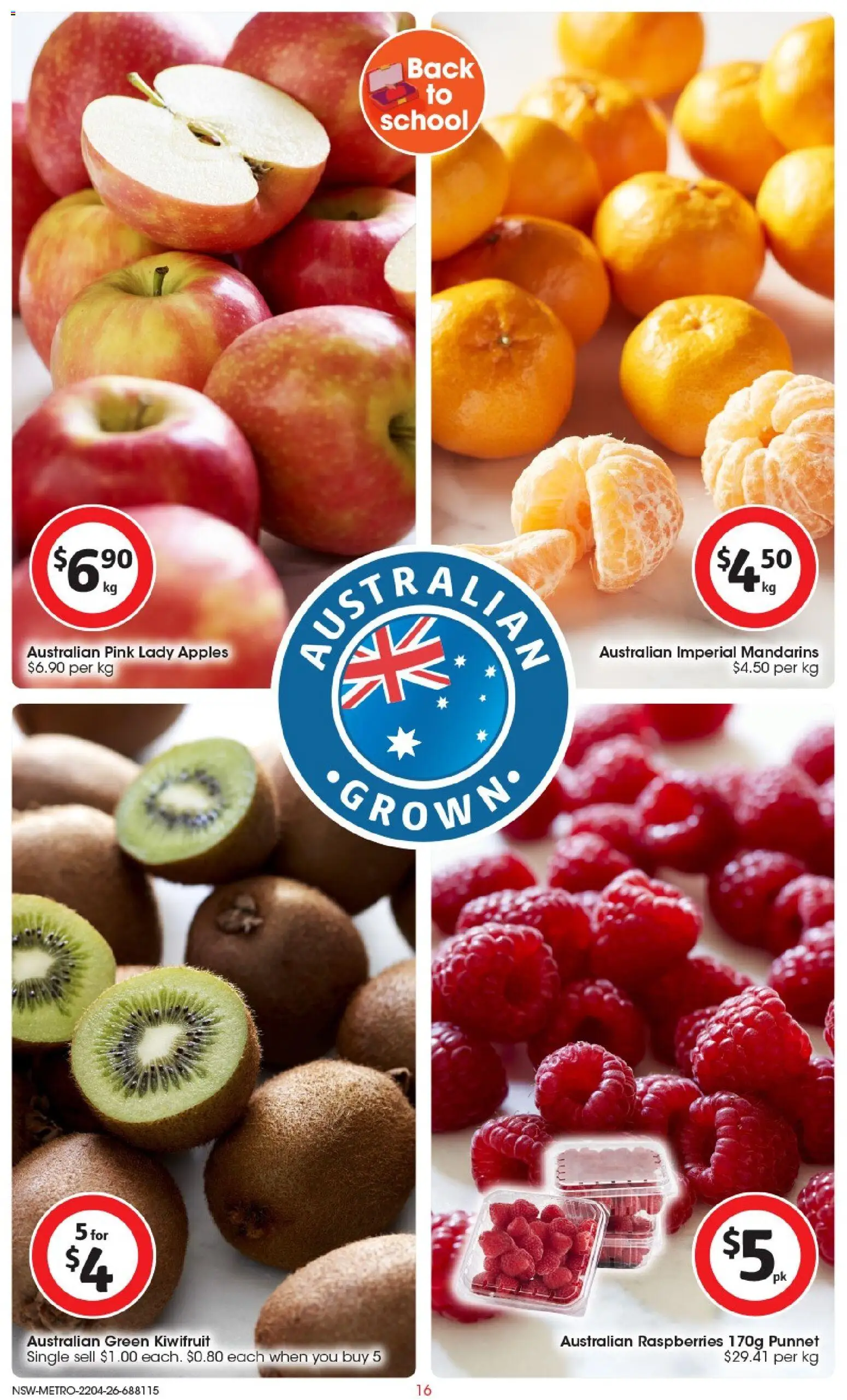 Coles catalogue - valid from 22.04.2026 | Page: 16 | Products: Apples, Kiwifruit, Mandarins