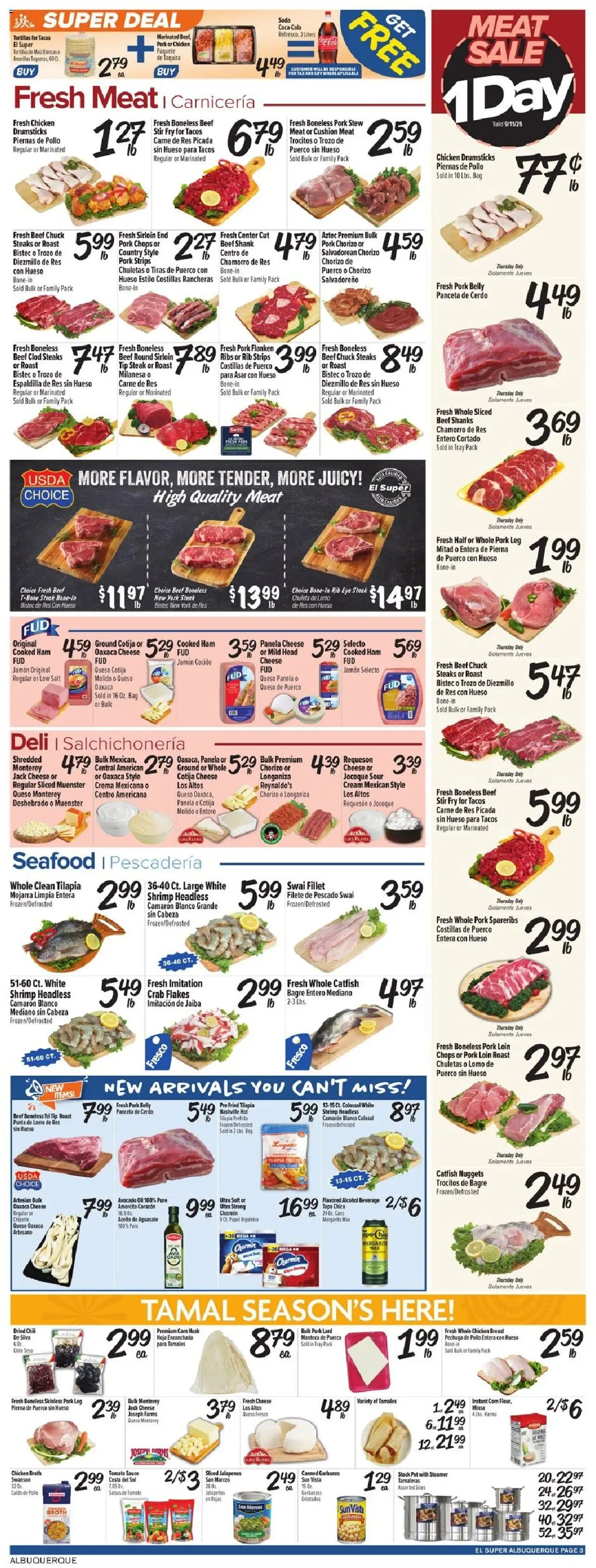 El Super Weekly Ad - NM - valid from 10.09.2025 | Page: 3 | Products: Cheese, Ham, Cushion, Bag