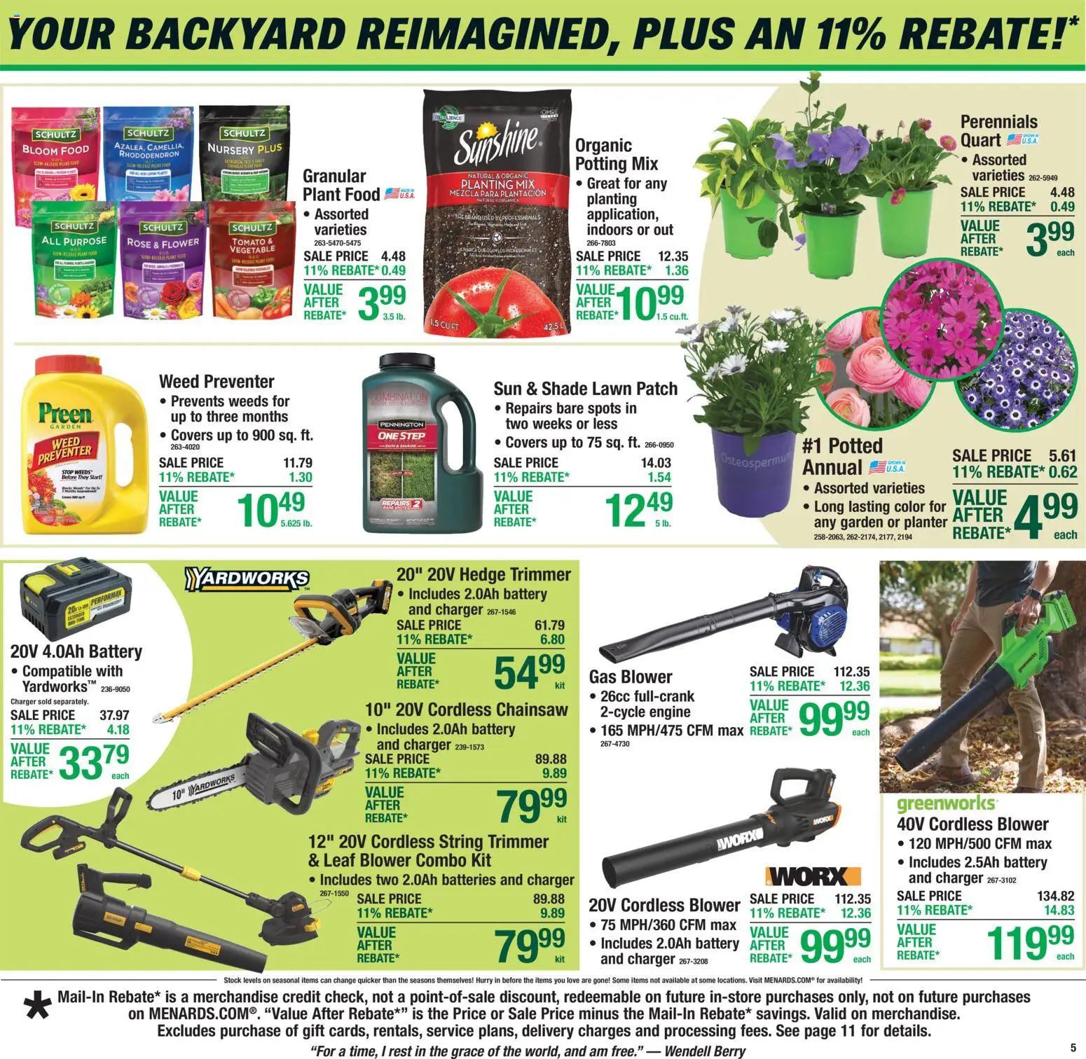 Menards Weekly Ad - valid from 09.04.2026 | Page: 7 | Products: Battery, Chainsaw, Blower, Leaf Blower