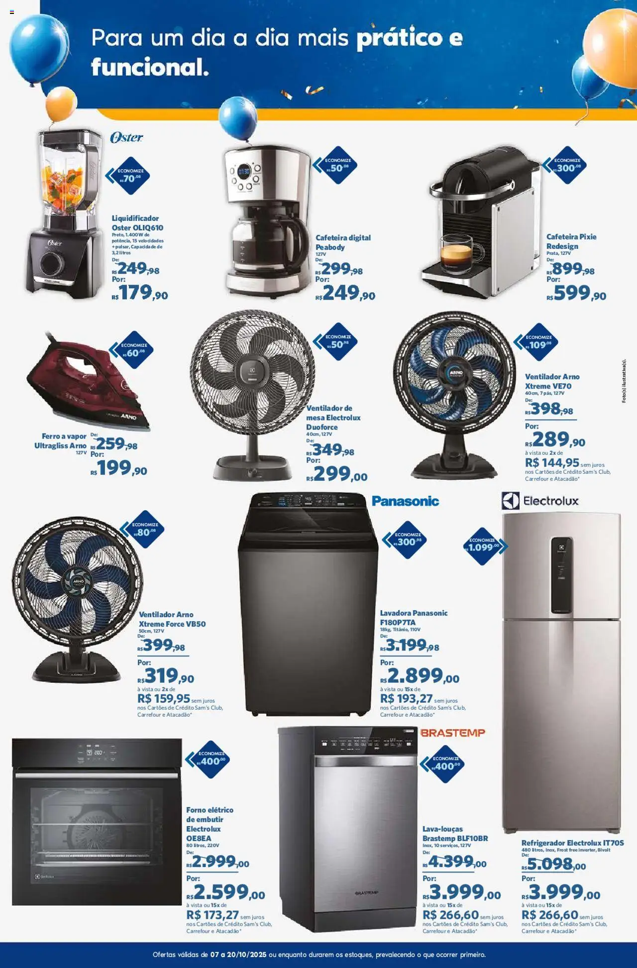Sam's Club Folheto - válido de 07.10.2025 | Página: 18 | Produtos: Ferro a vapor, Ferro, Cafeteira, Mesa