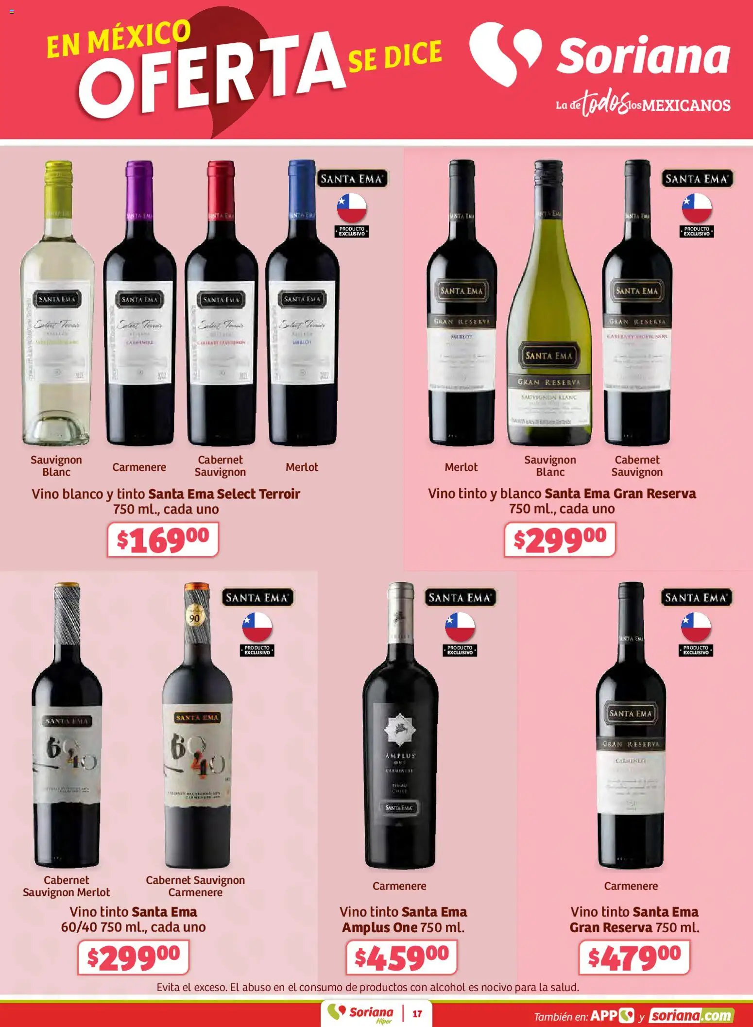 Nuevas ofertas de Soriana válidas en toda la República Mexicana desde el 02.01.2026. ¡Encuentra las mejores ofertas en Soriana - Preciazazaso Híper: Edo Mex, Gro, Hgo, Mor, Pue, Qto, Tlax, Ver! | Página: 17 | Productos: Vino
