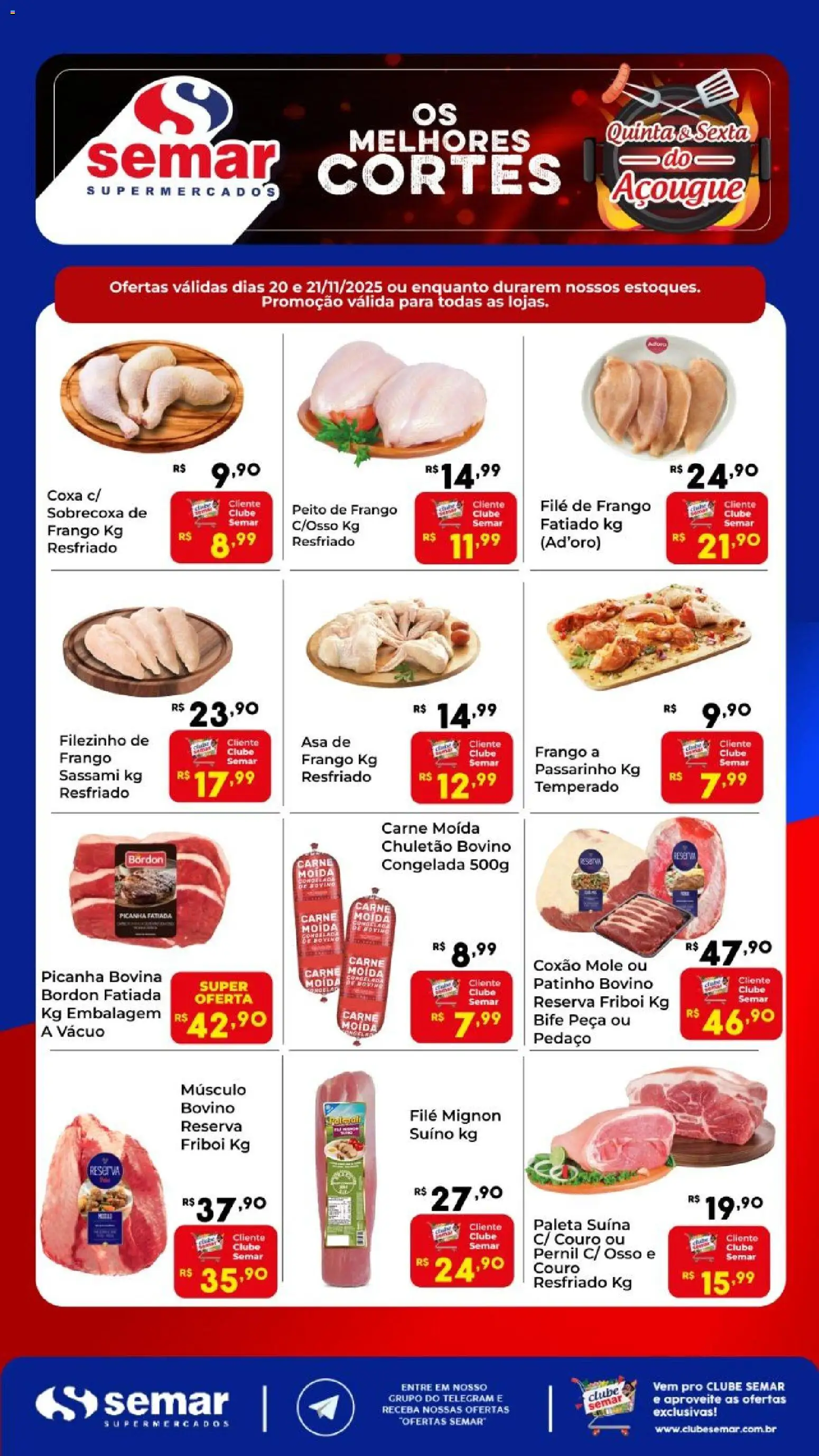 Semar Supermercado Folheto - válido de 20.11.2025 | Página: 1 | Produtos: Filé mignon, Filé de frango, Pernil, Chuletão