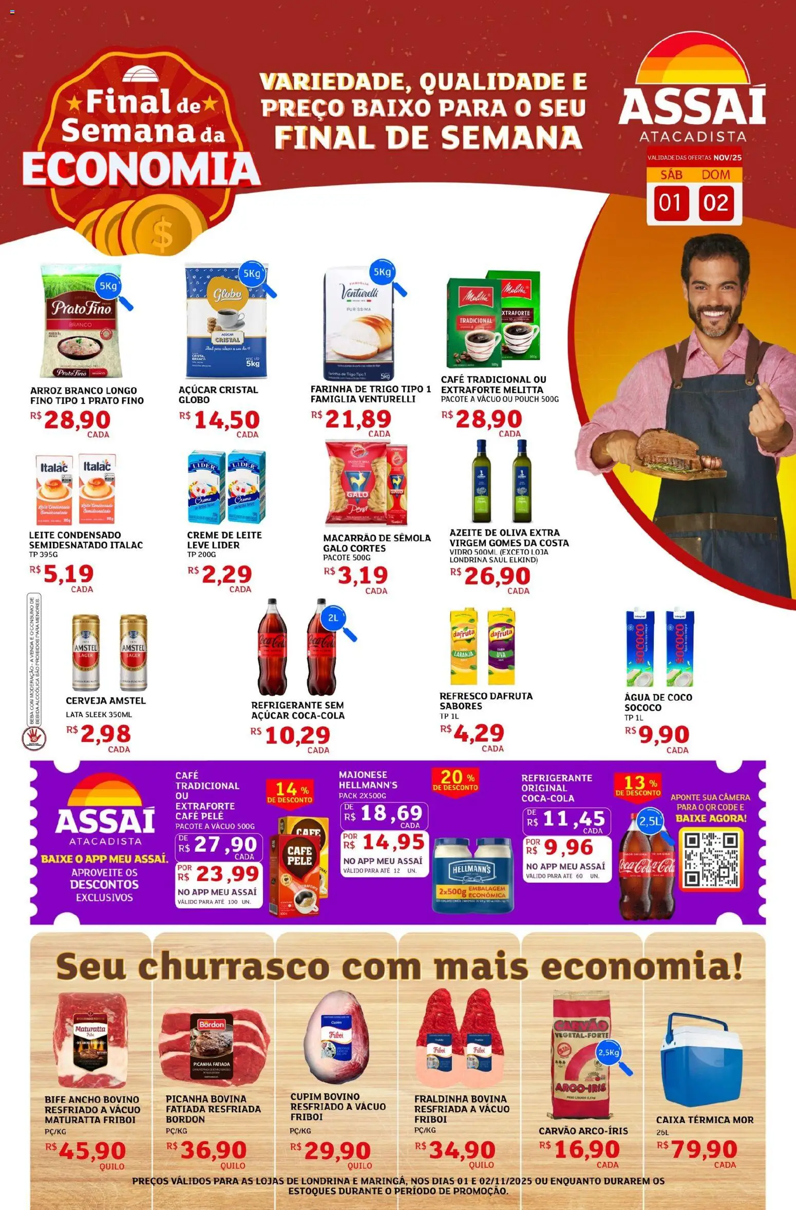 Assaí Atacadista Folheto - válido de 01.11.2025 | Página: 1 | Produtos: Leite, Cerveja, Creme de leite, Leite condensado