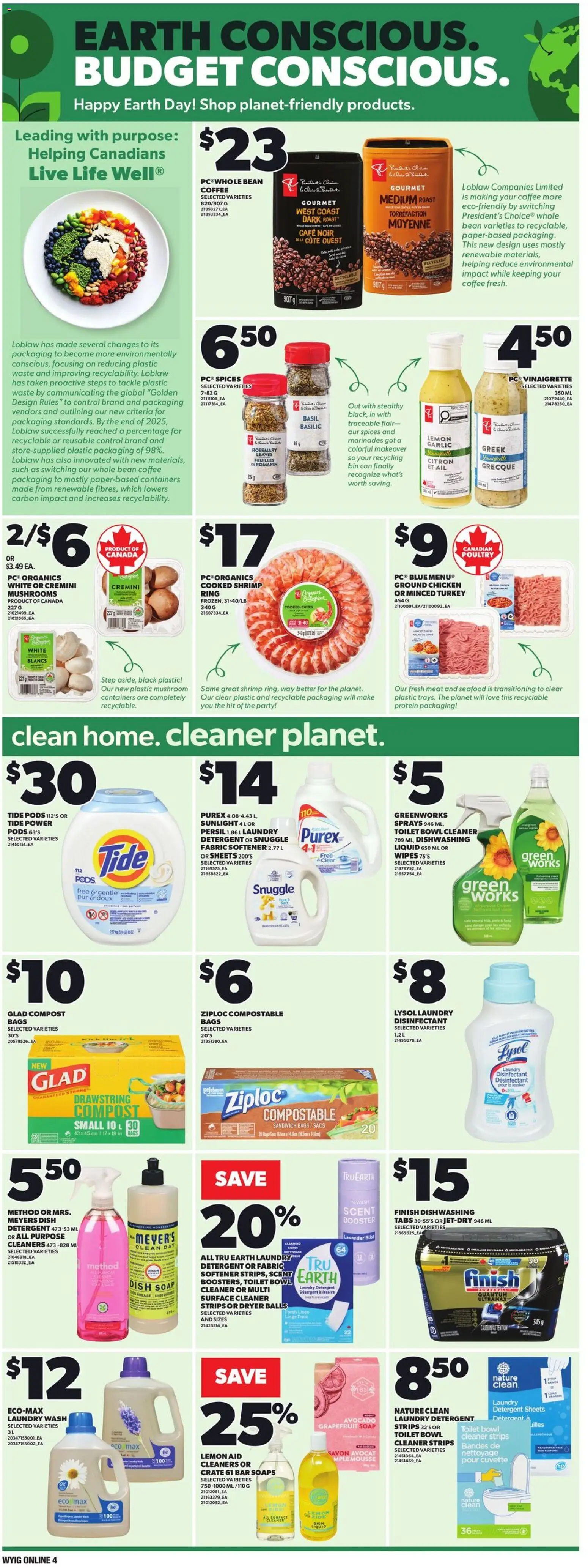 Loblaws flyer valid from 16.04.2026 | Page: 12 | Products: Turkey, Soap, Fabric softener, Chicken