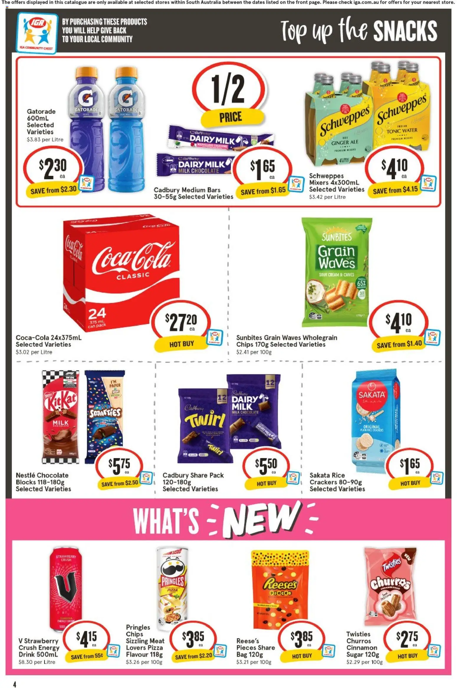 IGA catalogue - valid from 04.02.2026 | Page: 4 | Products: Milk, Chocolate, Rice, Water