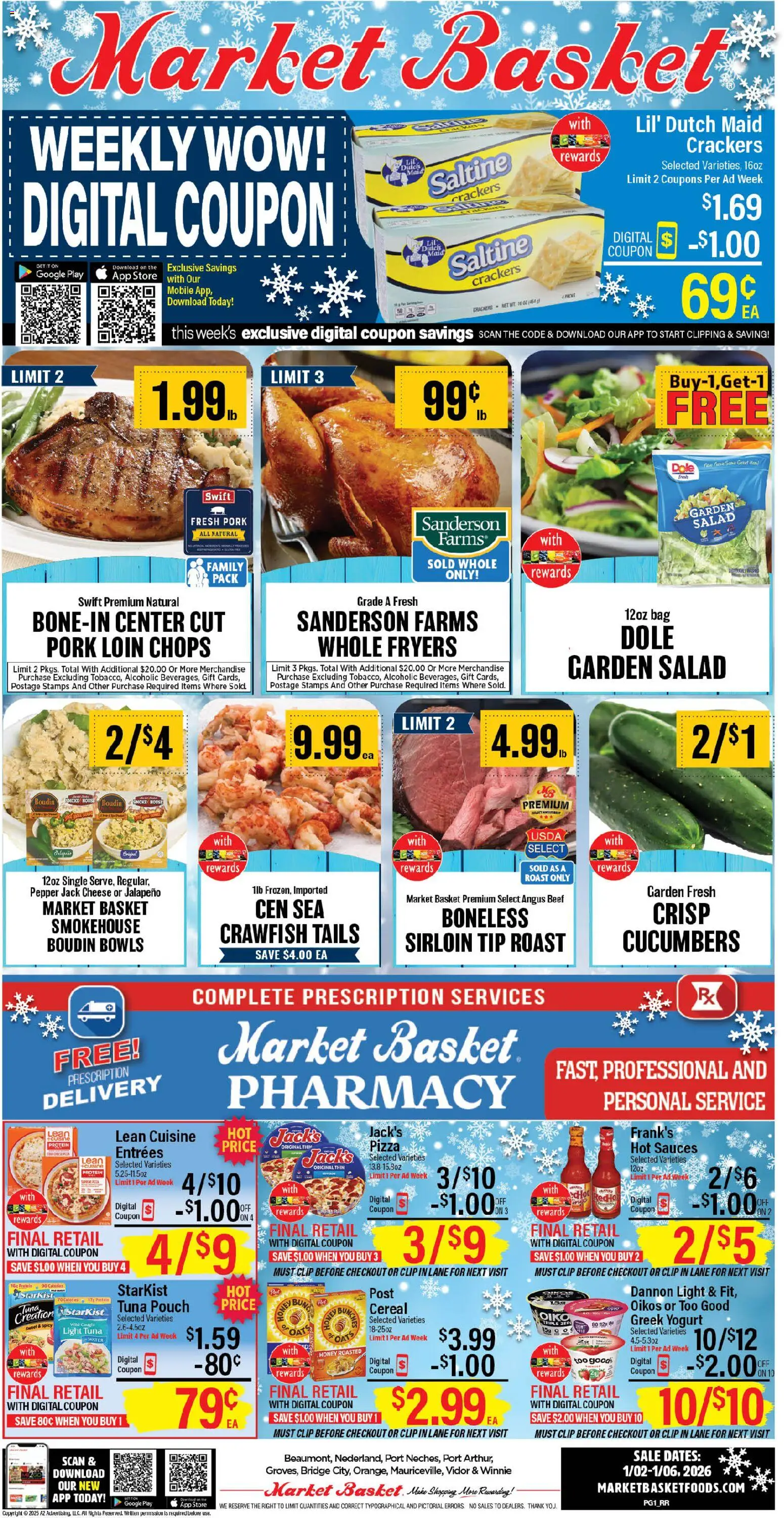 Market Basket Southeast Texas - valid from 02.01.2026 | Page: 1 | Products: Clip, Yogurt, Cucumbers, Salad