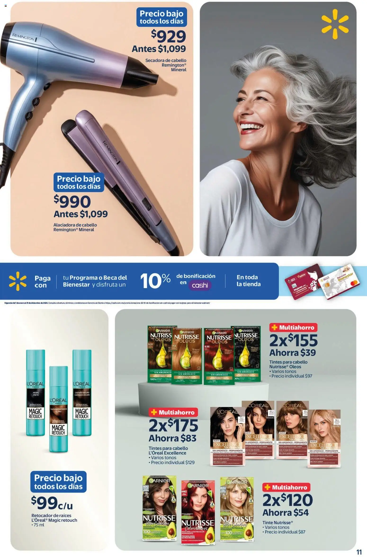 Nuevas ofertas de Walmart válidas en toda la República Mexicana desde el 27.03.2026. ¡Encuentra las mejores ofertas en  Walmart folleto Belleza natural a precios bajos! | Página: 11 | Productos: Secadora, Banco, Mascarilla