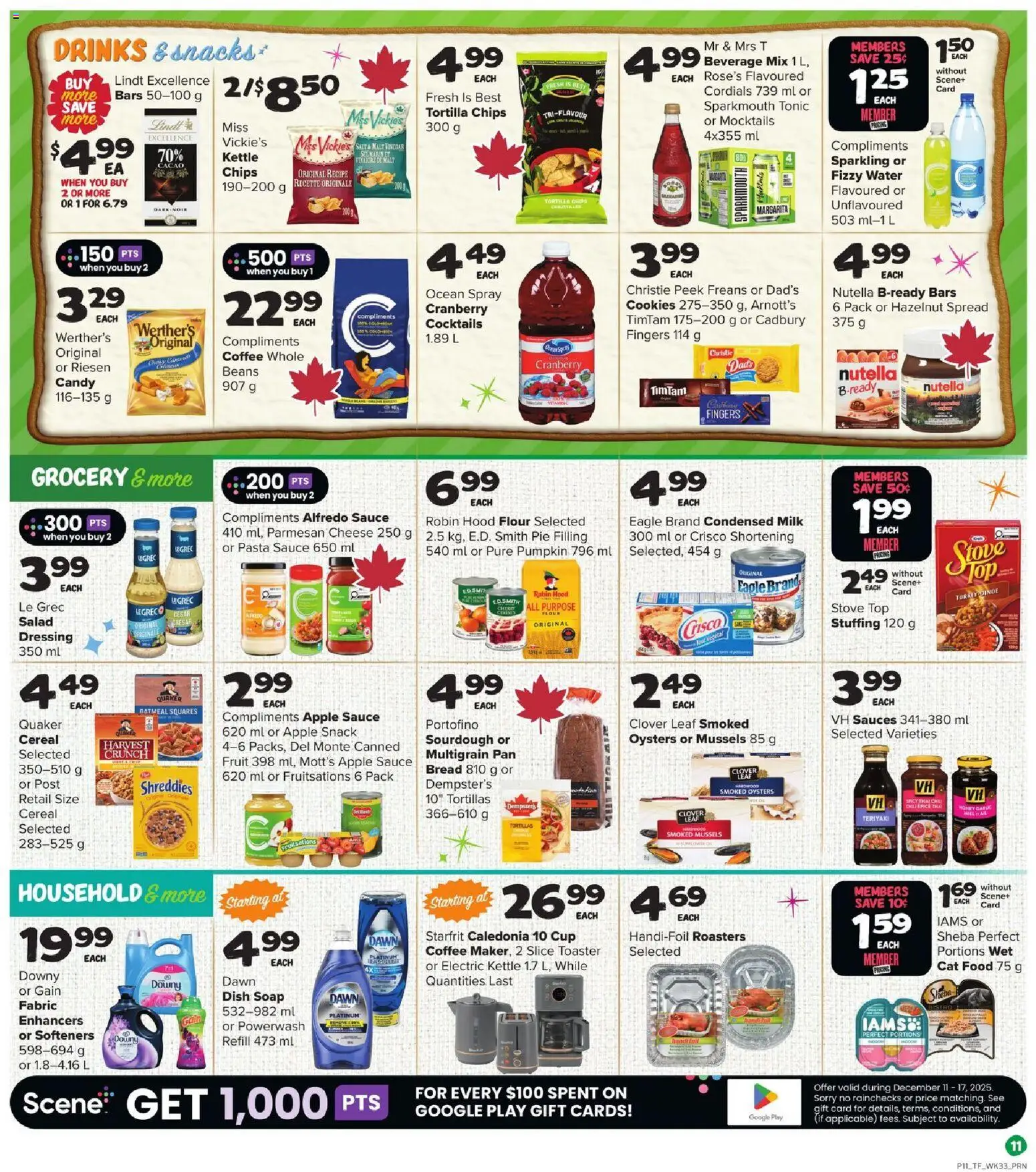 Thrifty Foods flyer valid from 11.12.2025 | Page: 12 | Products: Turkey, Toaster, Bread, Coffee