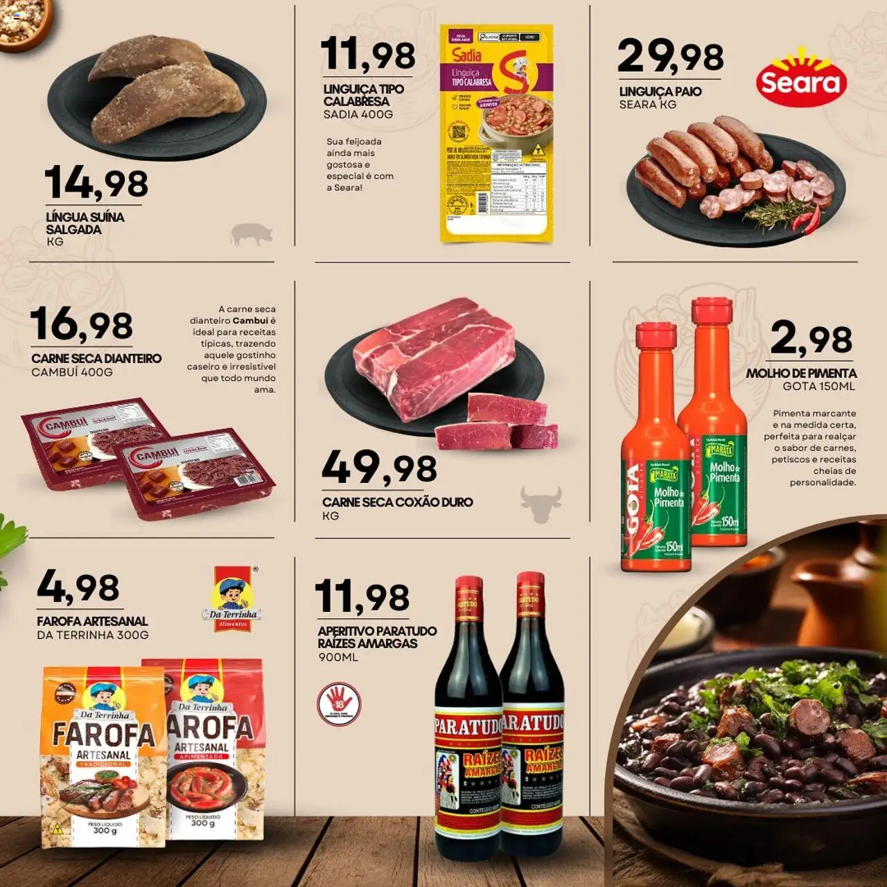 Mercadão Atacadista Folheto - válido de 19.08.2025 | Página: 2 | Produtos: Pimenta, Linguiça, Carne, Farofa