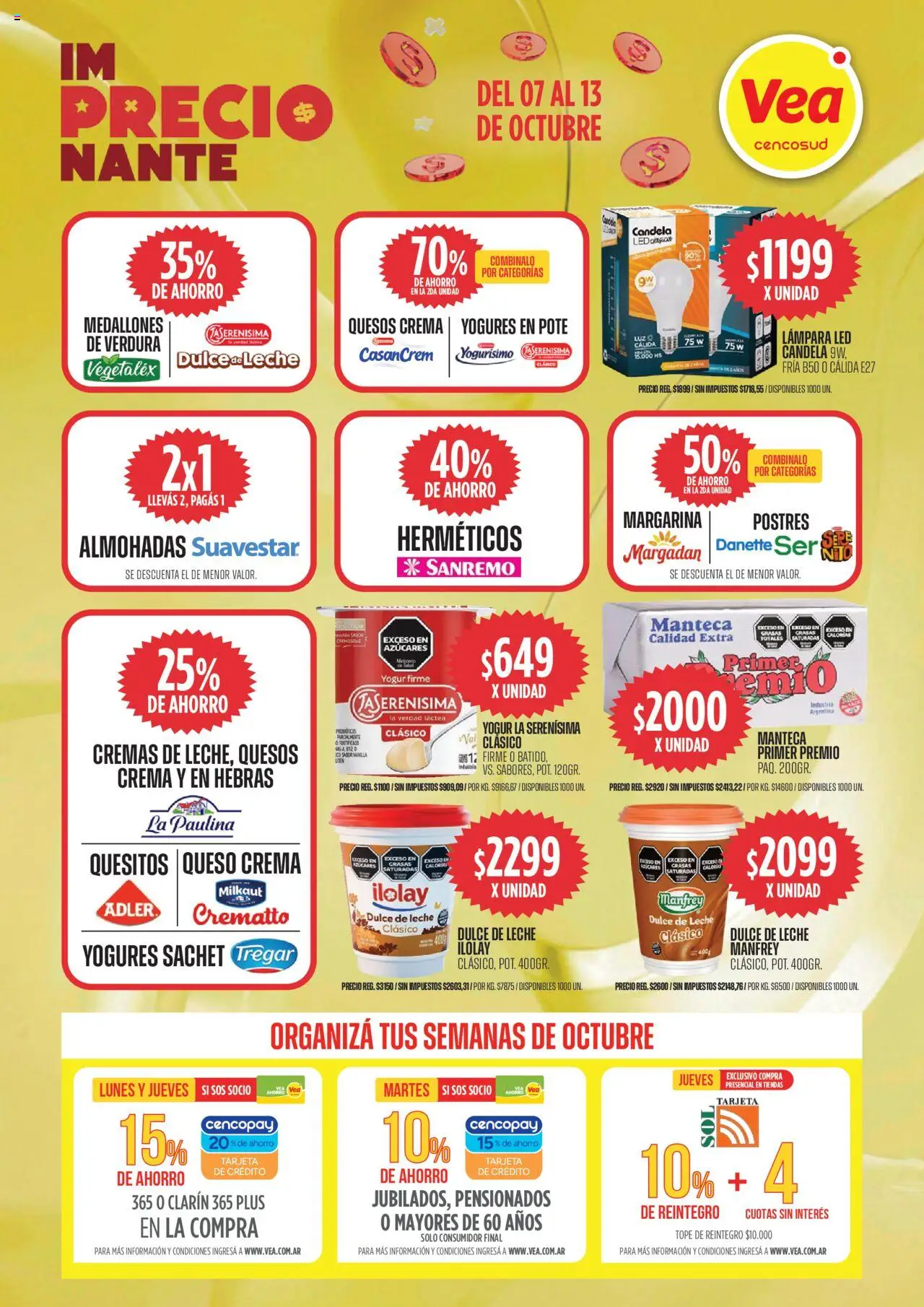 Vea ofertas │ válido desde el 07.10.2025 | Página: 5 | Productos: Lámpara, Yogur, Margarina, Crema